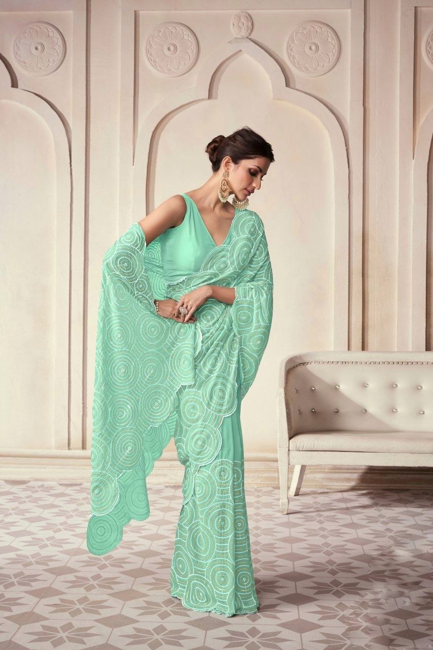 Lekha TF 148 Georgette Embroidery Work Party Wear Saree