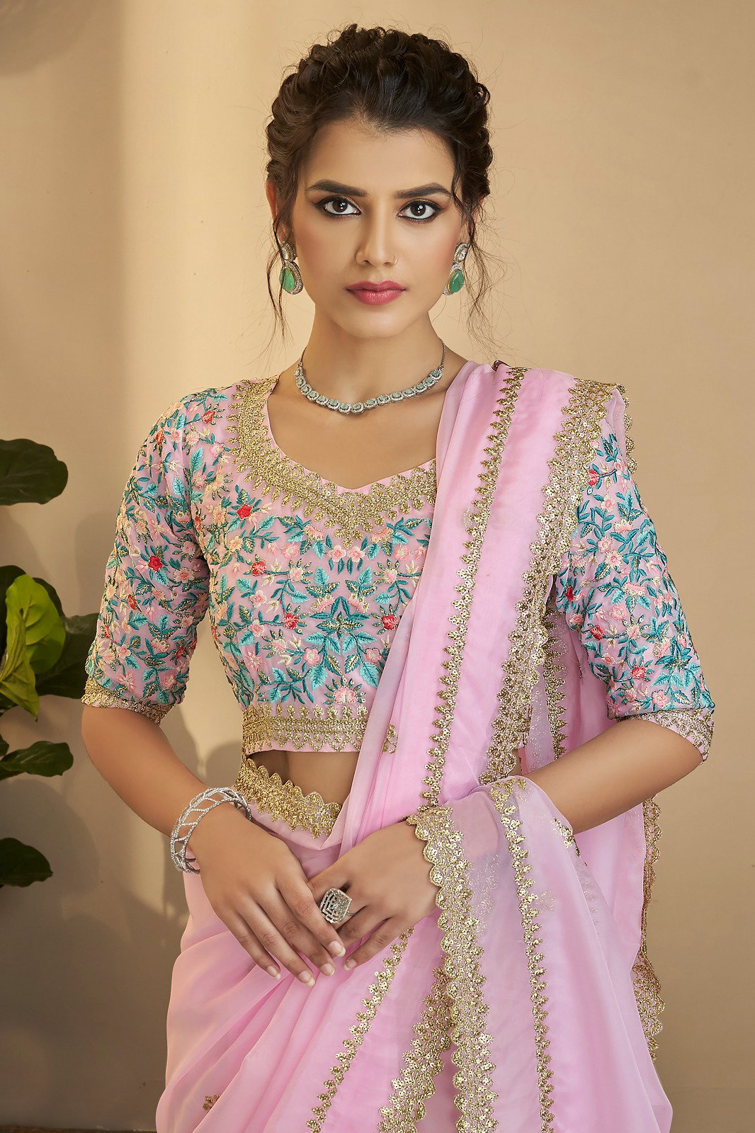 Lekha TF 152 Organza Resham sequins Zari Work Party Wear Saree