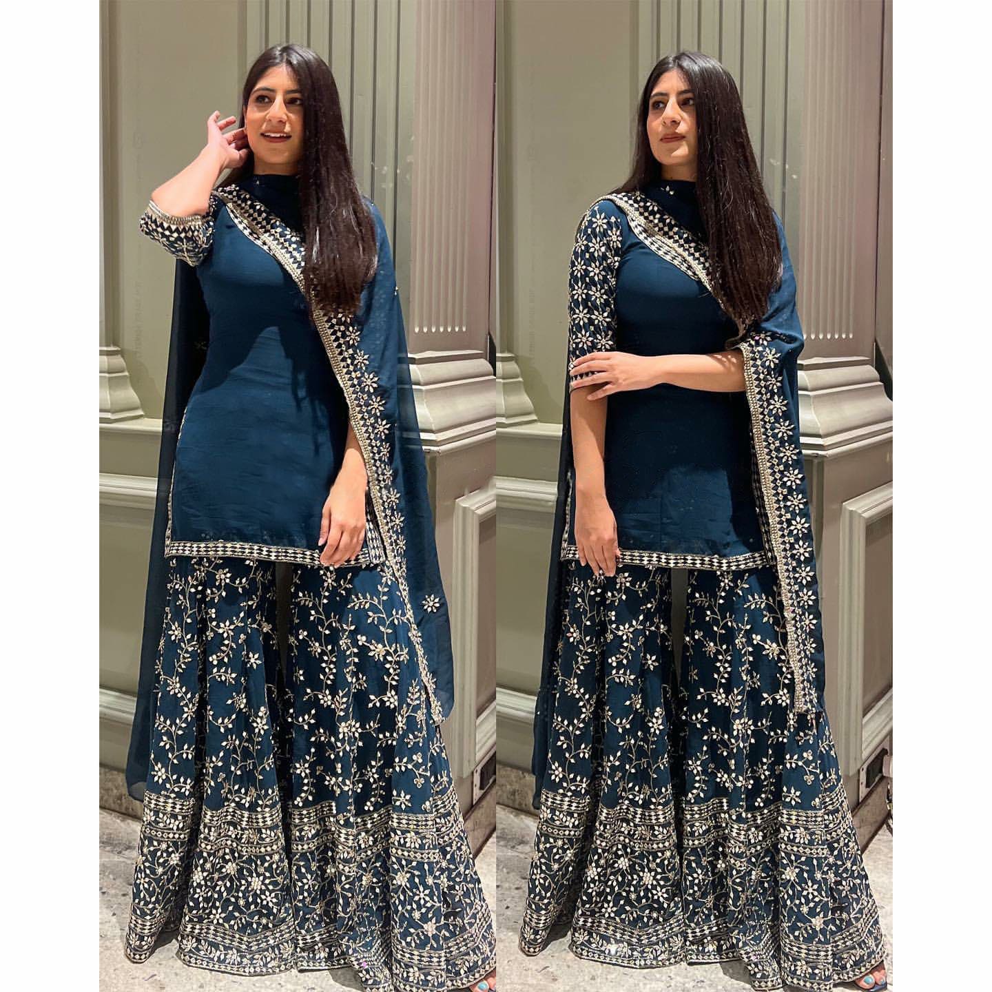 Lekha TF 155 Georgette Sequins Zari Worked Top Sharara With Dupatta