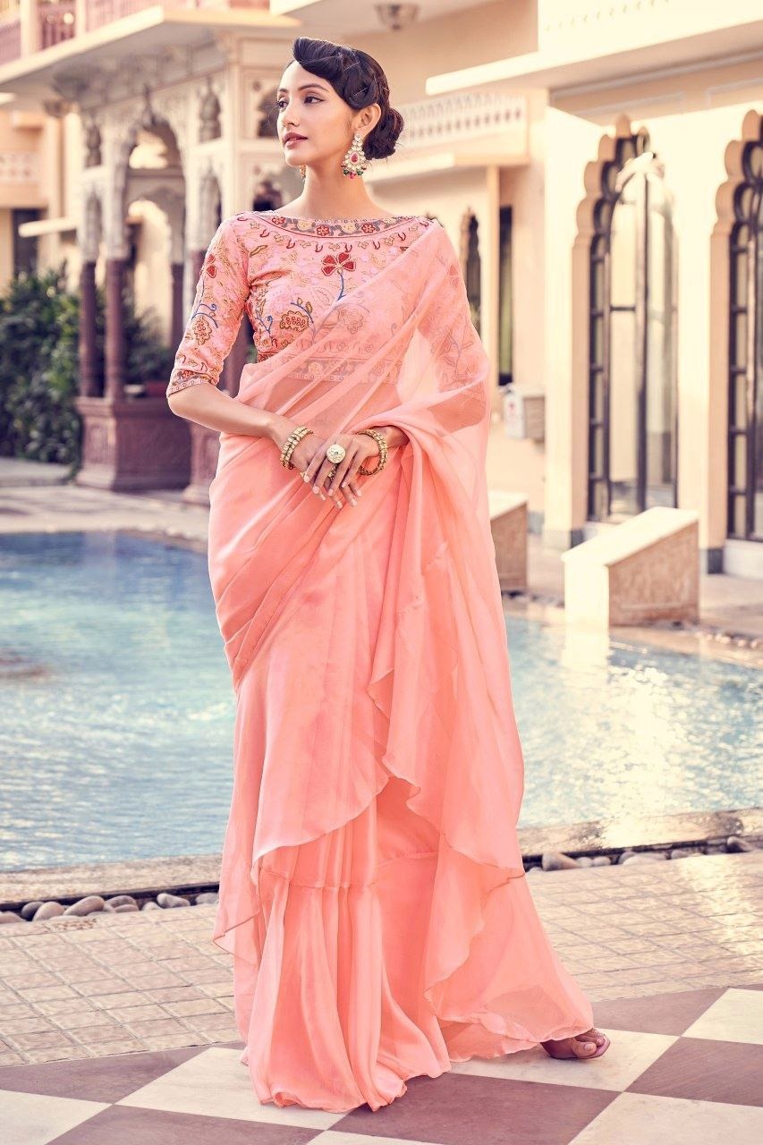 Lekha TF 179 Organza Party Wear Thread Zari Work Saree