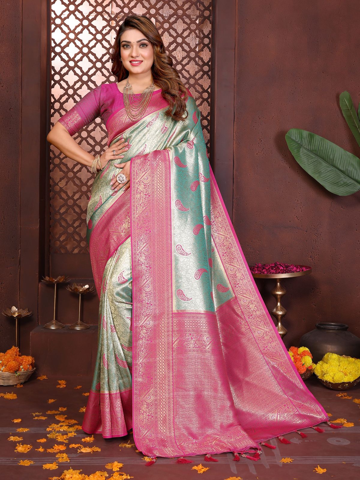 Lekha VC Aneri Banarasi Tissue Silk Weaving Saree
