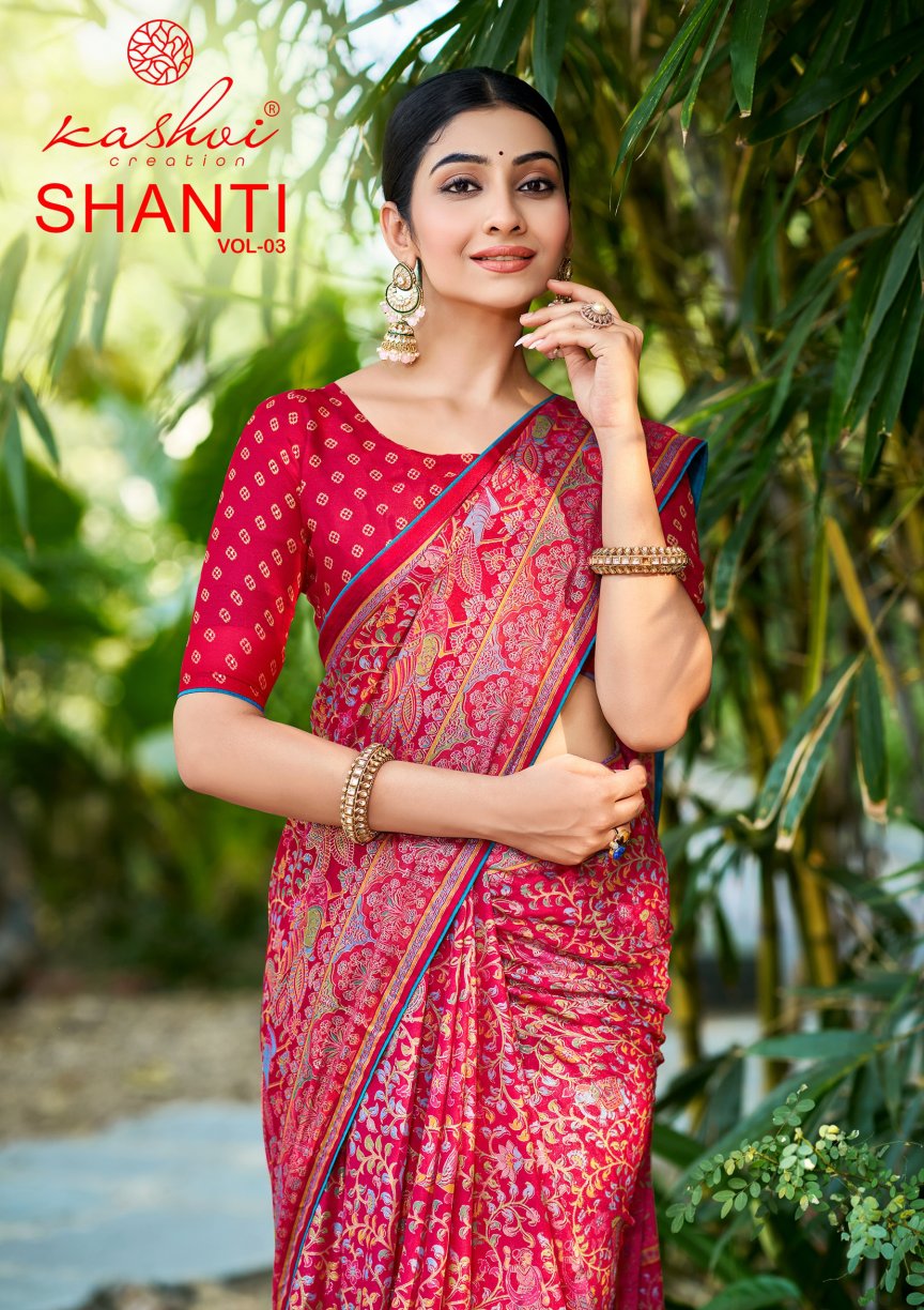 Kashvi Shanti Vol 3 Bright Moss Foil Printed Fancy Saree Collection