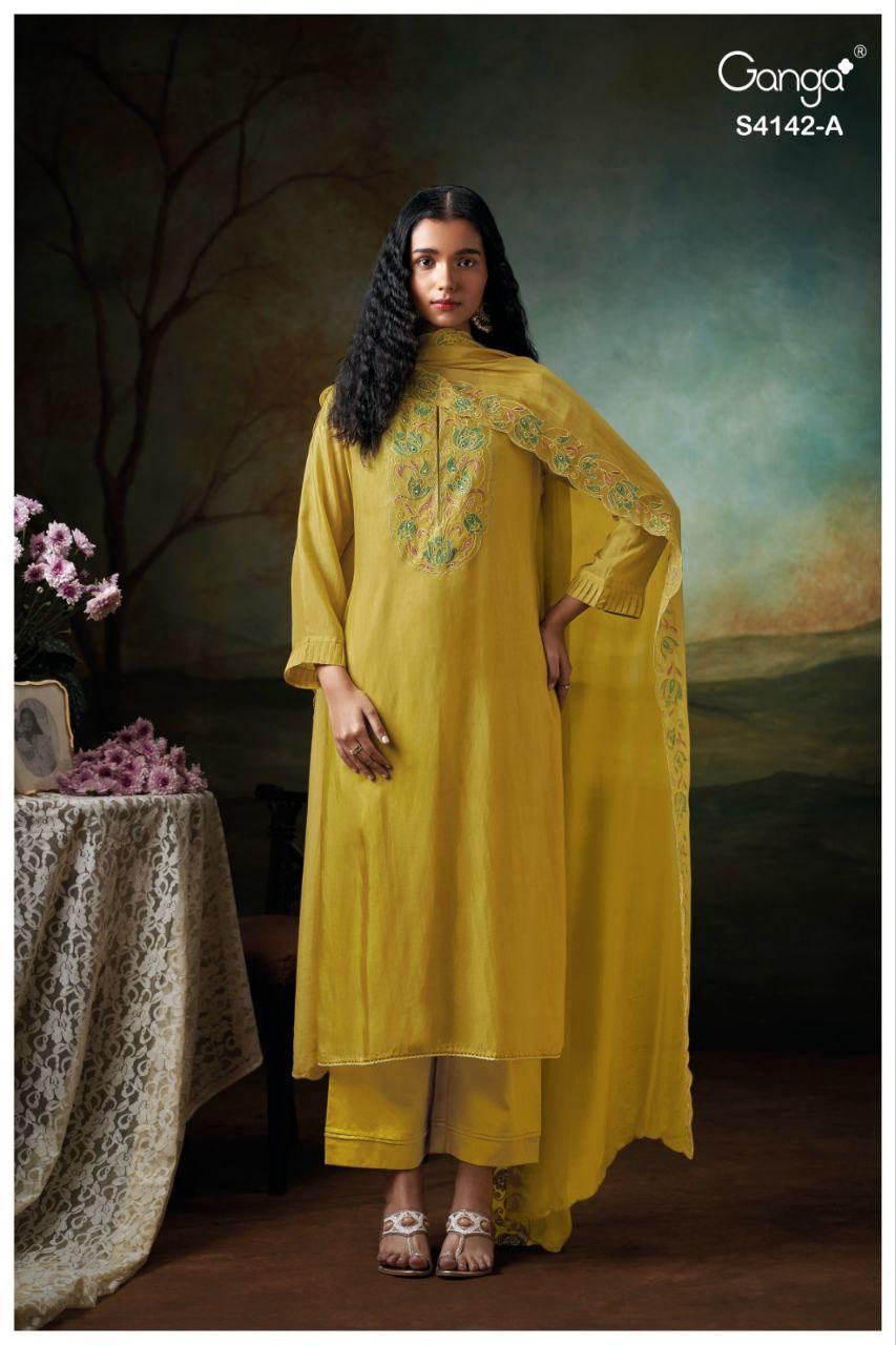 Ganga Brianae 4142 Bemberg Silk Embroidered Salwar Suit Collection