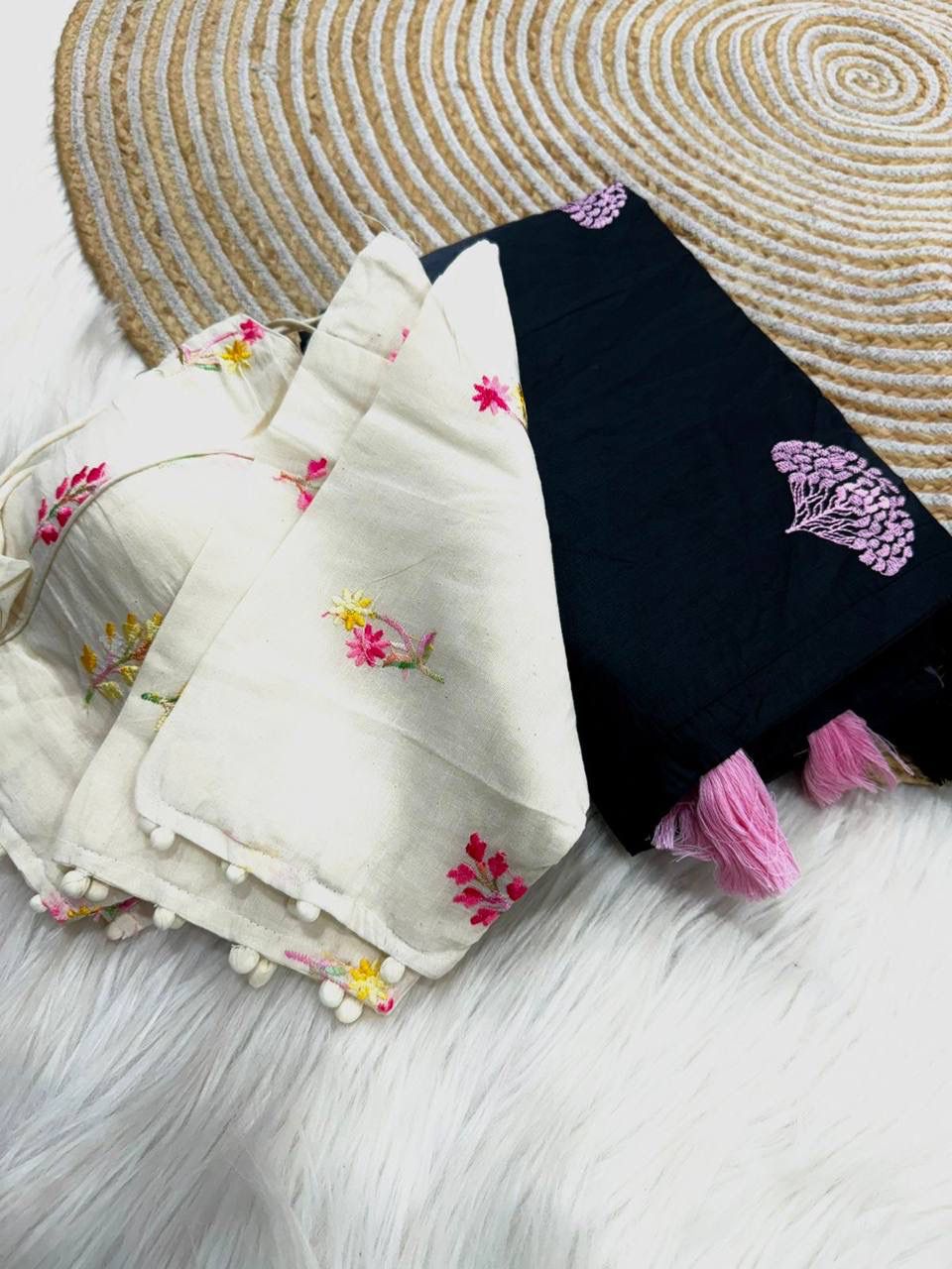lekha CF 211 Foolwari Pure Chanderi Cotton Multi Thread Work Saree With Readymade Blouse