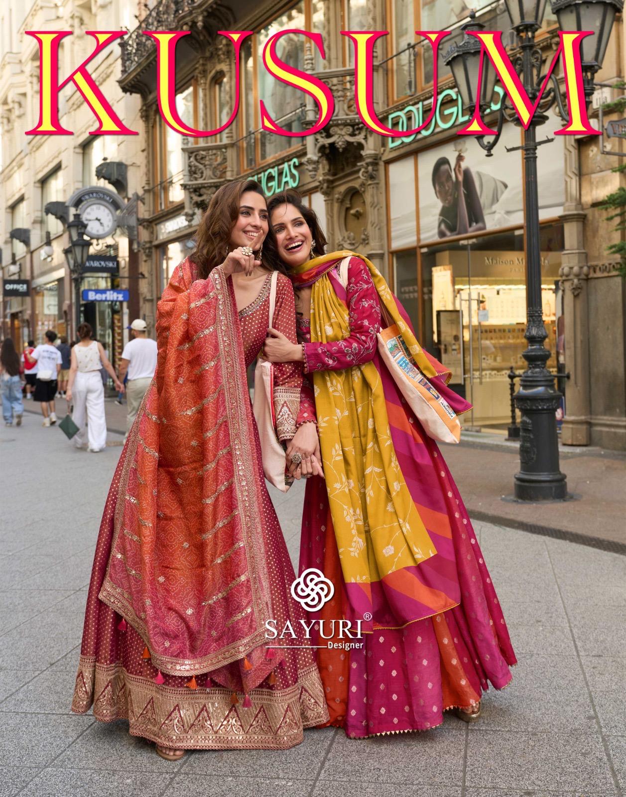 Sayuri Kusum Designer Viscose Jacquard Silk Gown With Dupatta Collection