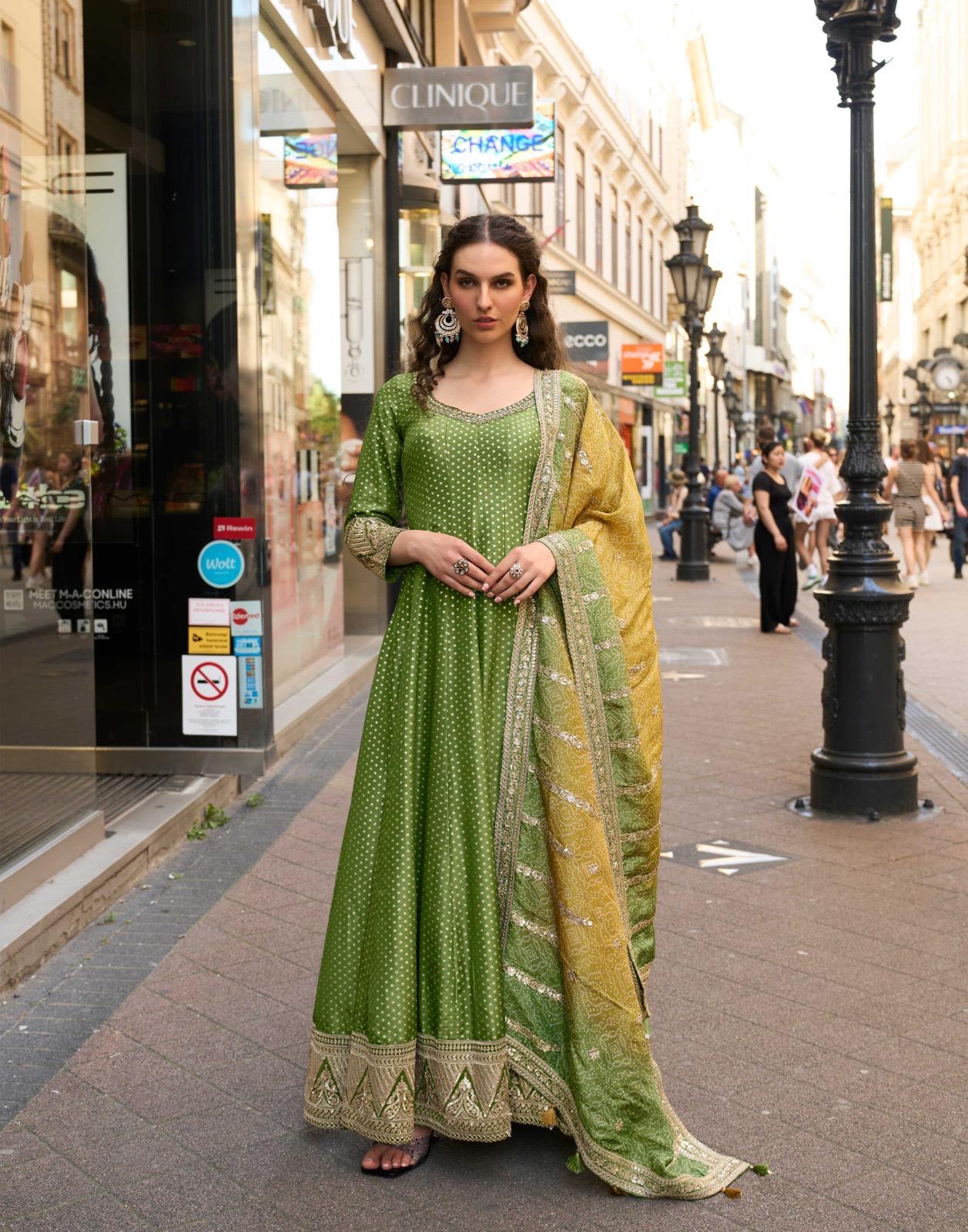 Sayuri Kusum Designer Viscose Jacquard Silk Gown With Dupatta Collection
