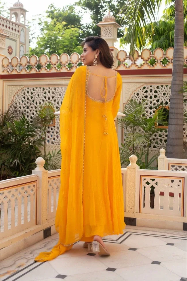 Lekha Yc 166 Fox Georgette Anarkali Gown With Dupptta