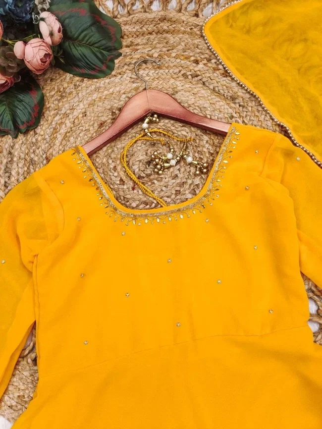 Lekha Yc 166 Fox Georgette Anarkali Gown With Dupptta