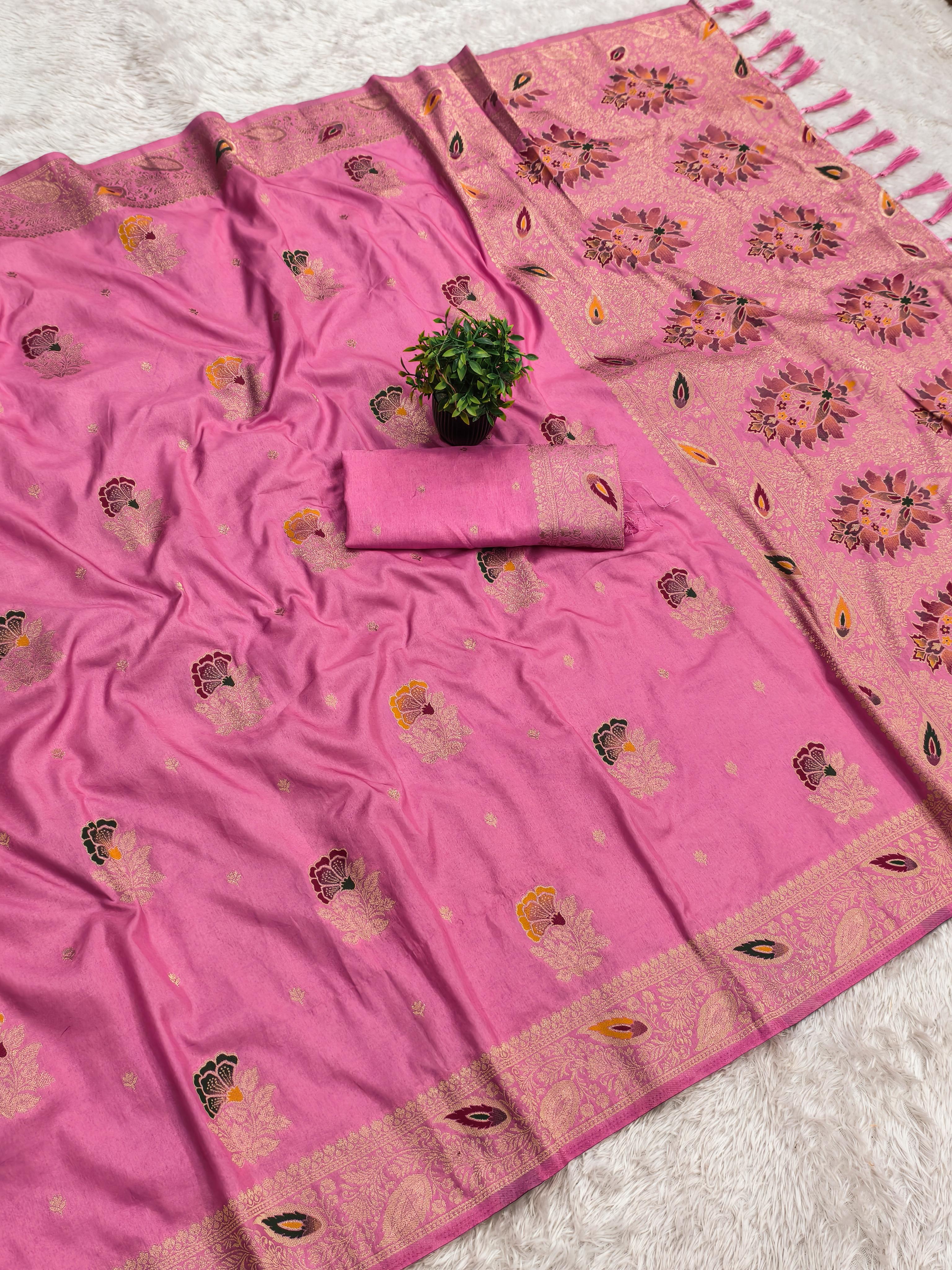 Lekha MN Gulaboo Dolla Silk Heavy Meenakari Weaving Saree