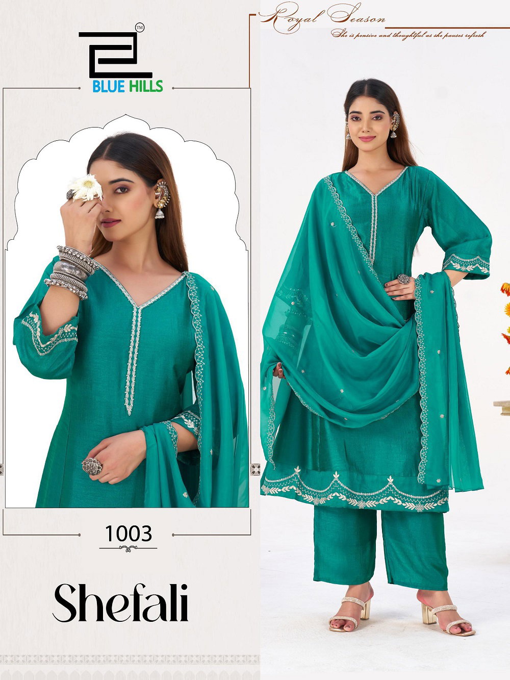Blue Hills Shefali Vichitra Silk Kurti Bottom With Dupatta Collection