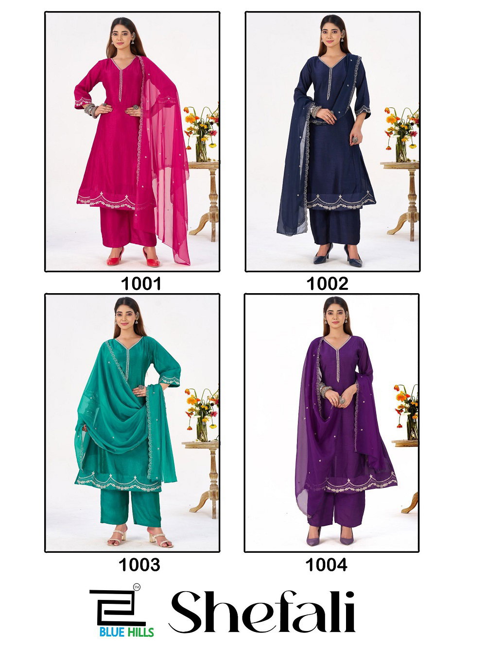 Blue Hills Shefali Vichitra Silk Kurti Bottom With Dupatta Collection