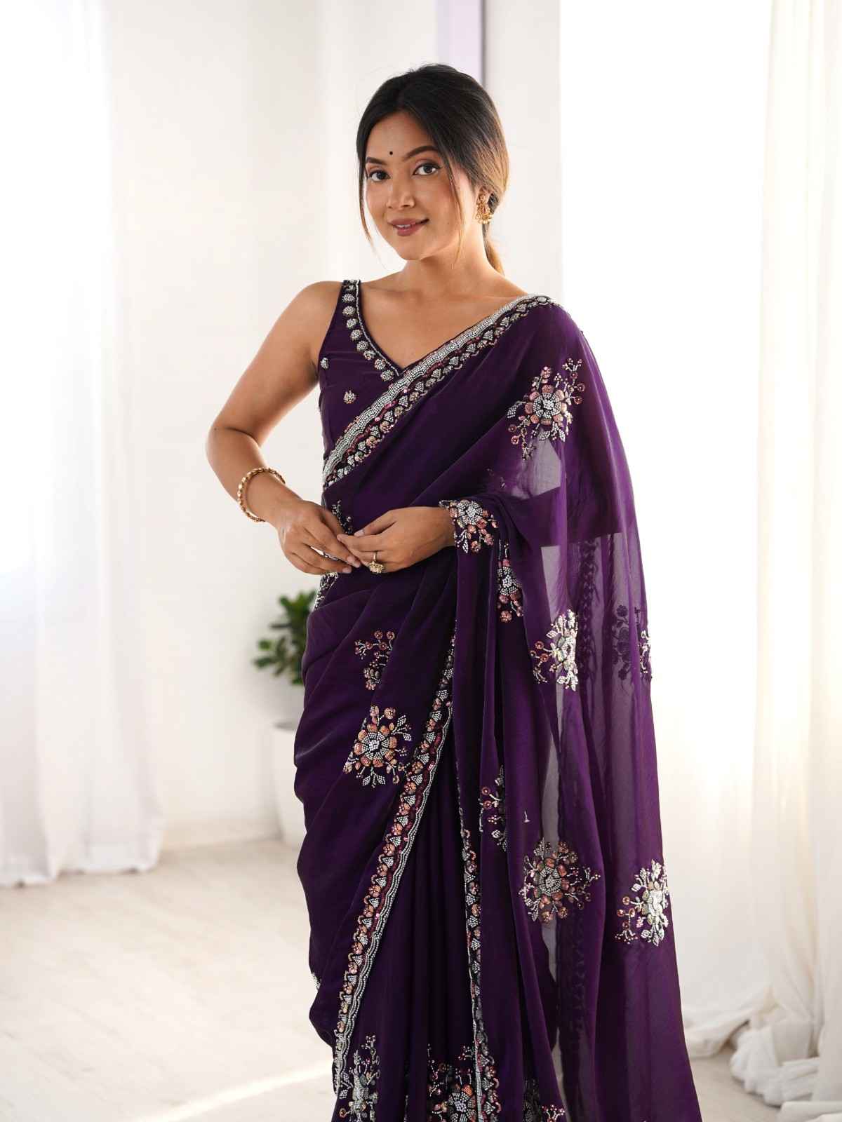 DS 713 PRESENTING YOU THE LIXURIOUS AND GLAMOROUS TRENDING HAND WORK SAREE