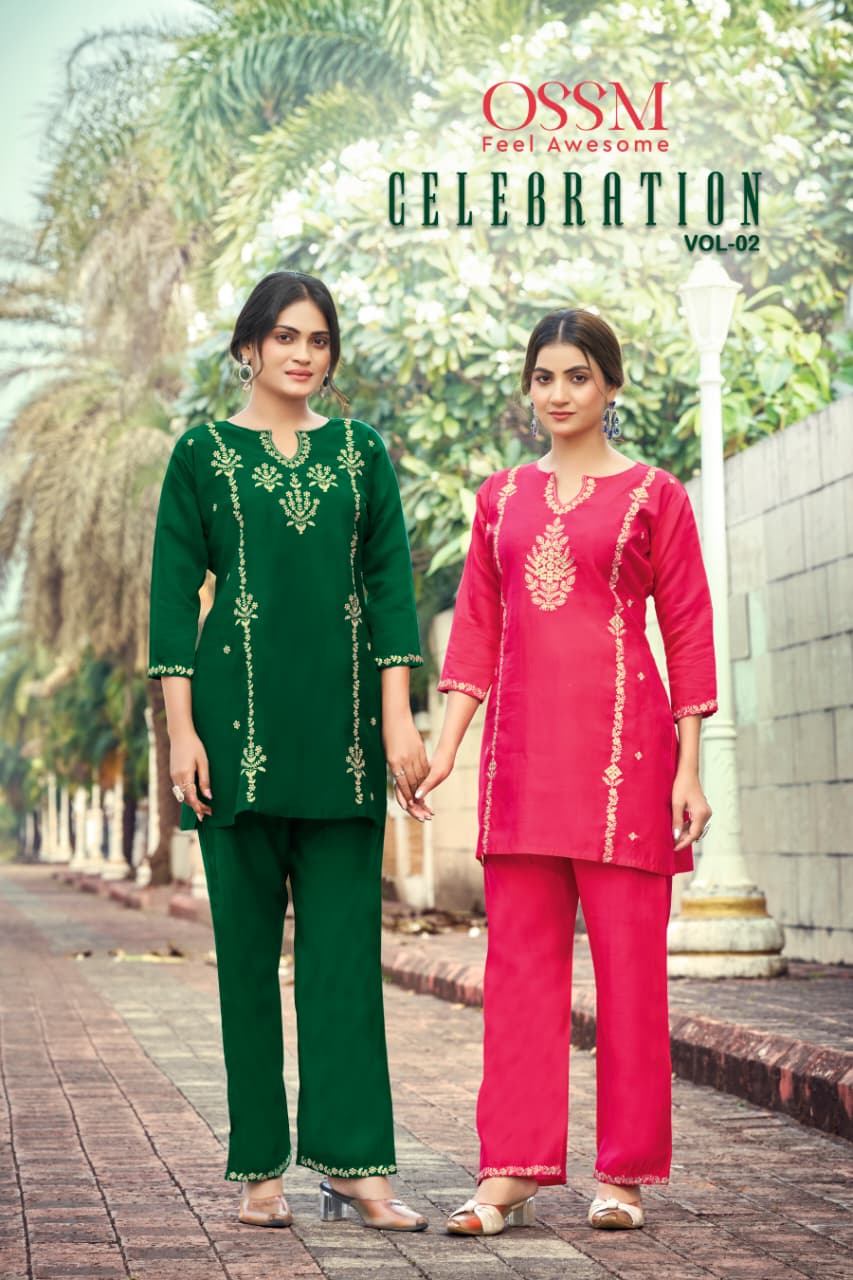 Ossm Celebration Vol 2 Viscose Roman Silk Co Ord Set Collection
