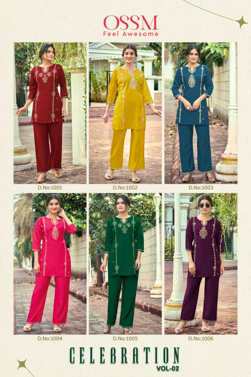 Ossm Celebration Vol 2 Viscose Roman Silk Co Ord Set Collection
