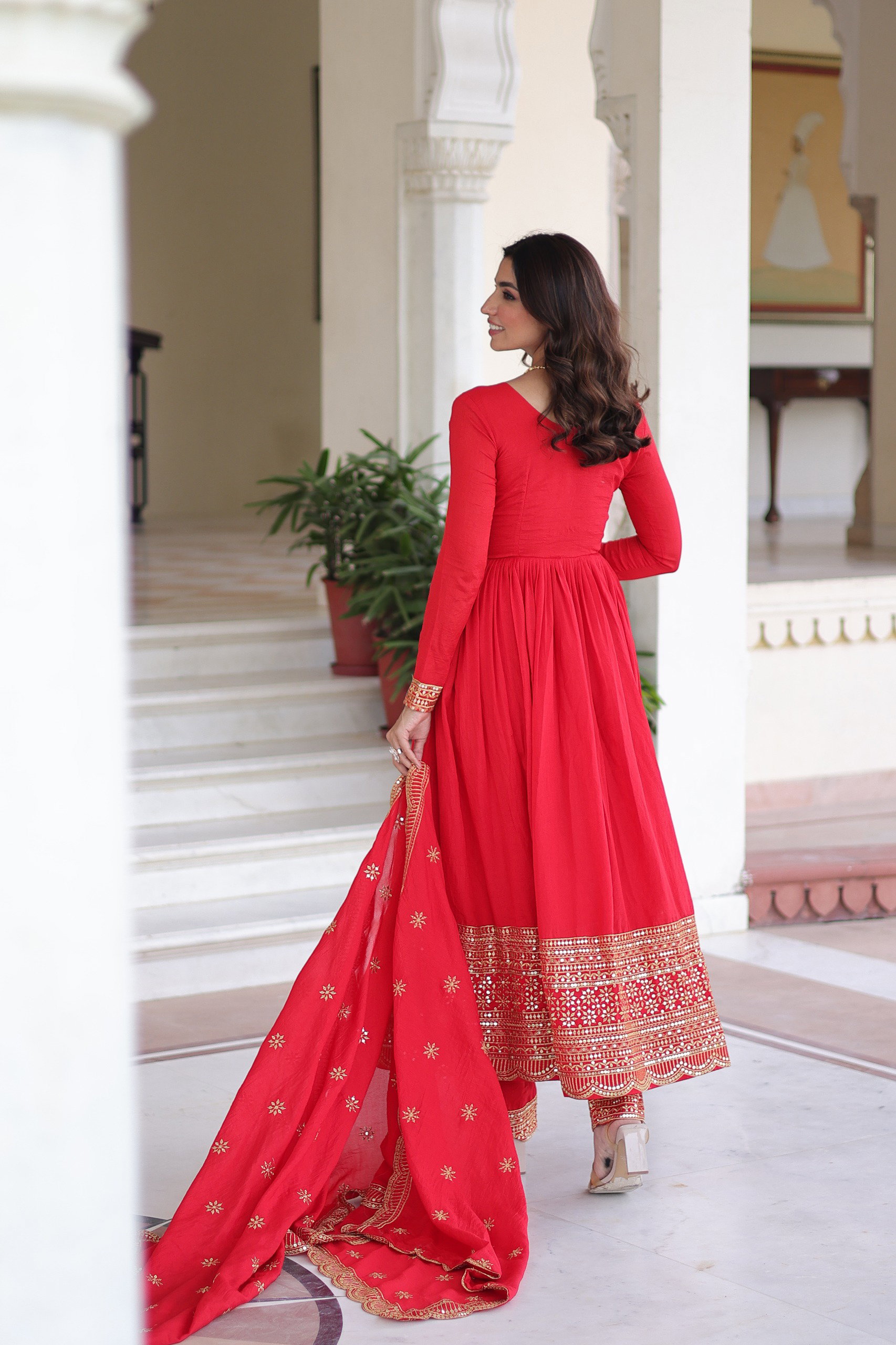 Lekha KA 1209 Vichitra Silk Sequins Embroidery Gown Pant With Dupatta