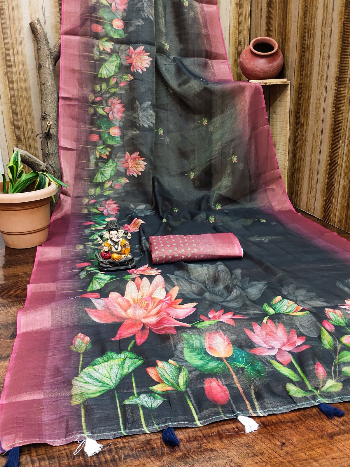Lekha VC Erode Cotton Erode Border Net Blends Printed Saree