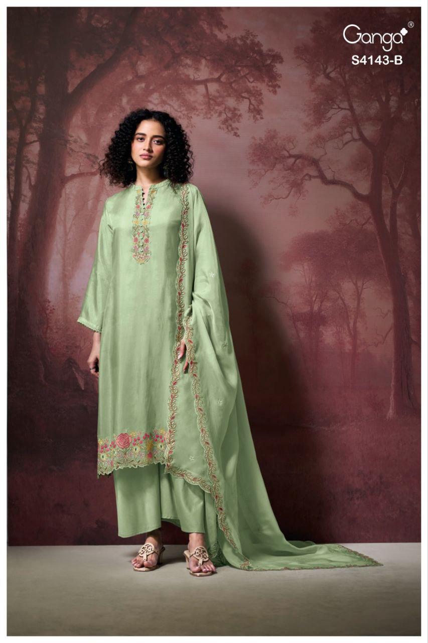 Ganga Binaaya 4143 Bemberg Silk Fancy Salwar Suit Collection