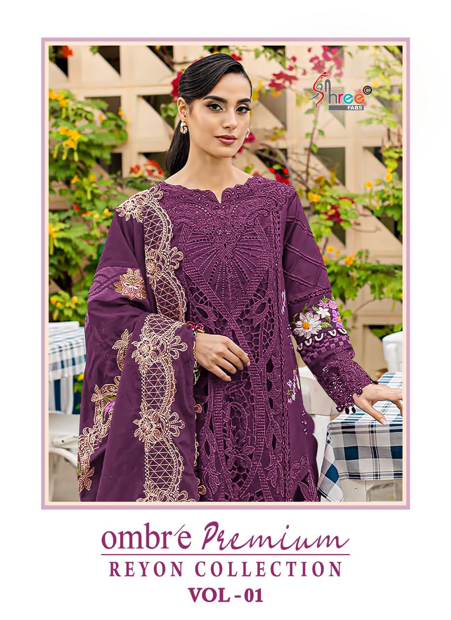 Shree Ombre Premium Reyon Collection Vol 1 Viscose Rayon Embroidered Salwar Suits