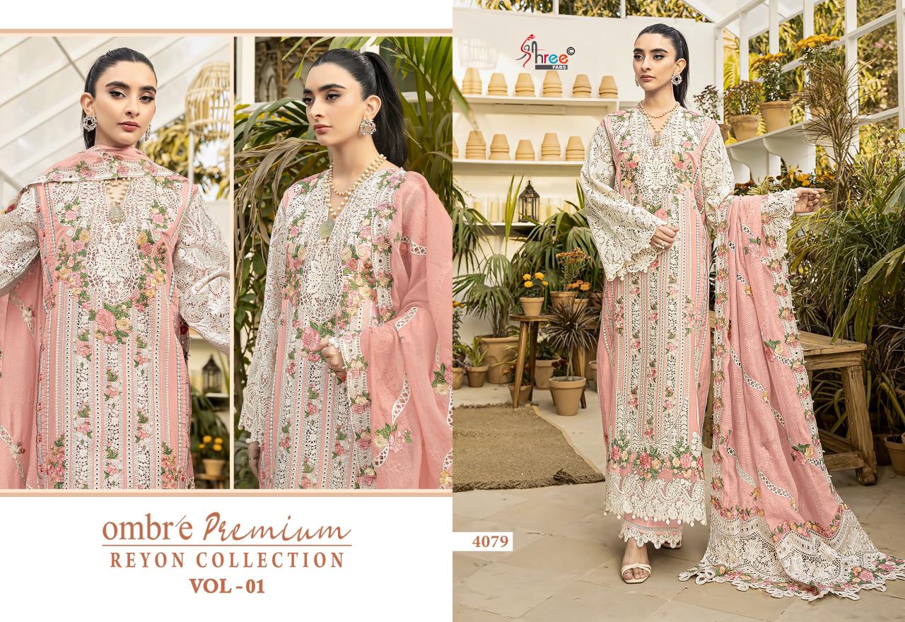 Shree Ombre Premium Reyon Collection Vol 1 Viscose Rayon Embroidered Salwar Suits