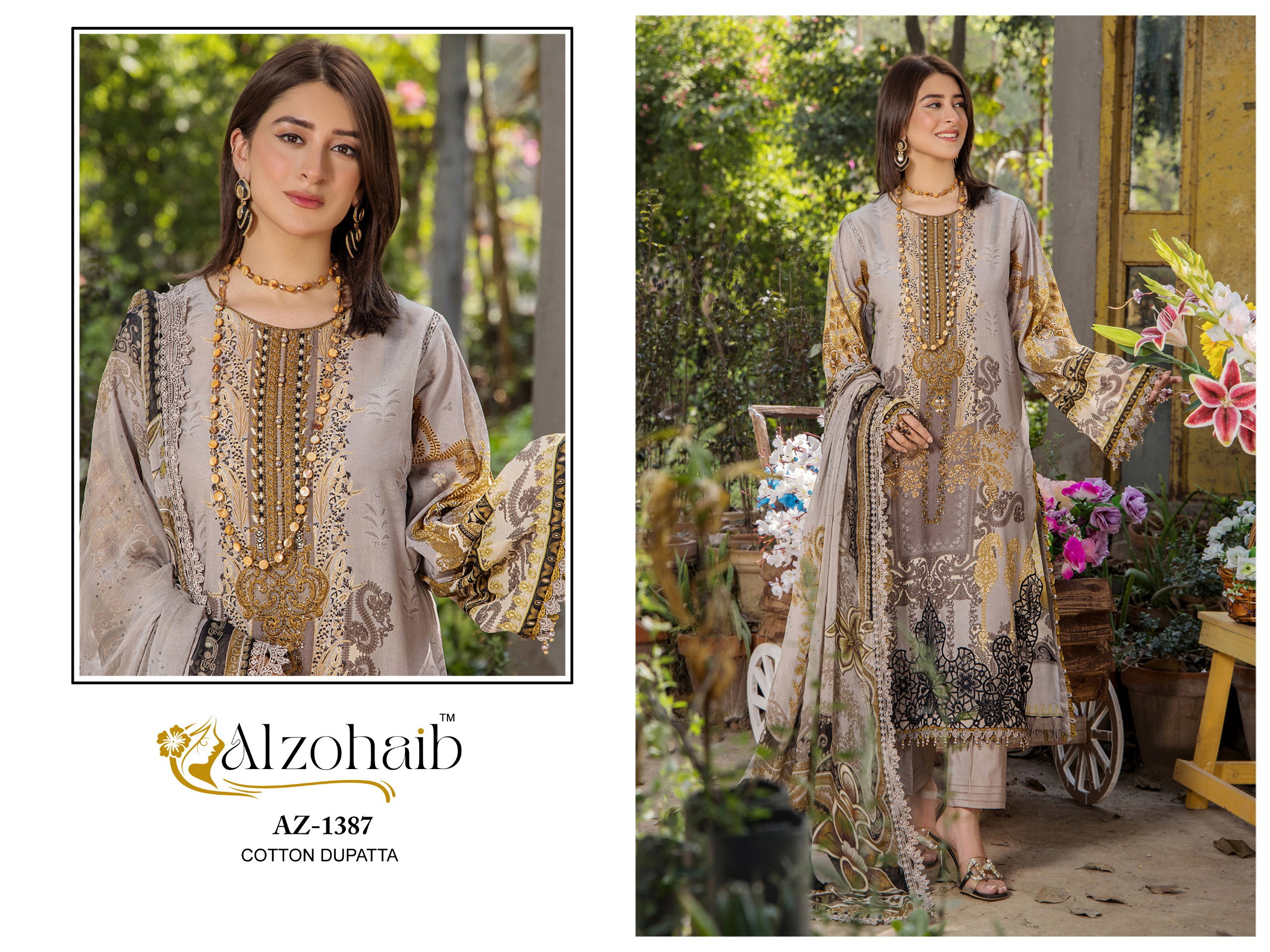 Alzohaib Aaida Vol 2 Cotton Dupatta Fancy Pakistani Suit Collection
