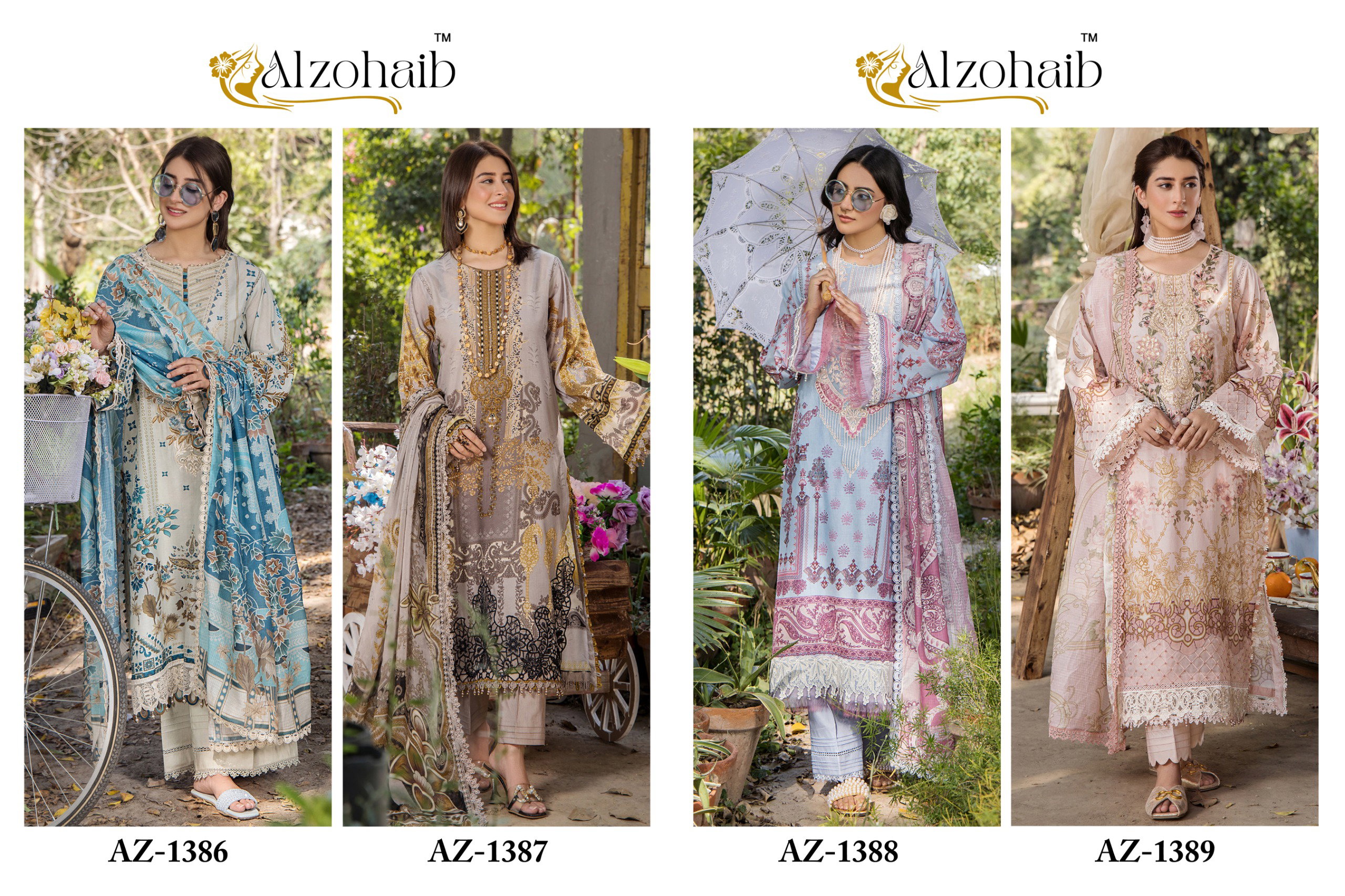 Alzohaib Aaida Vol 2 Cotton Dupatta Fancy Pakistani Suit Collection