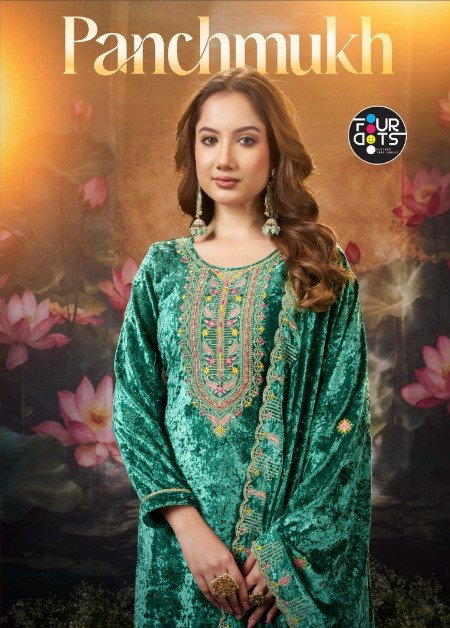 Four Dots Punchmukh Designer Makhmal Velvet Salwar Suit Collection