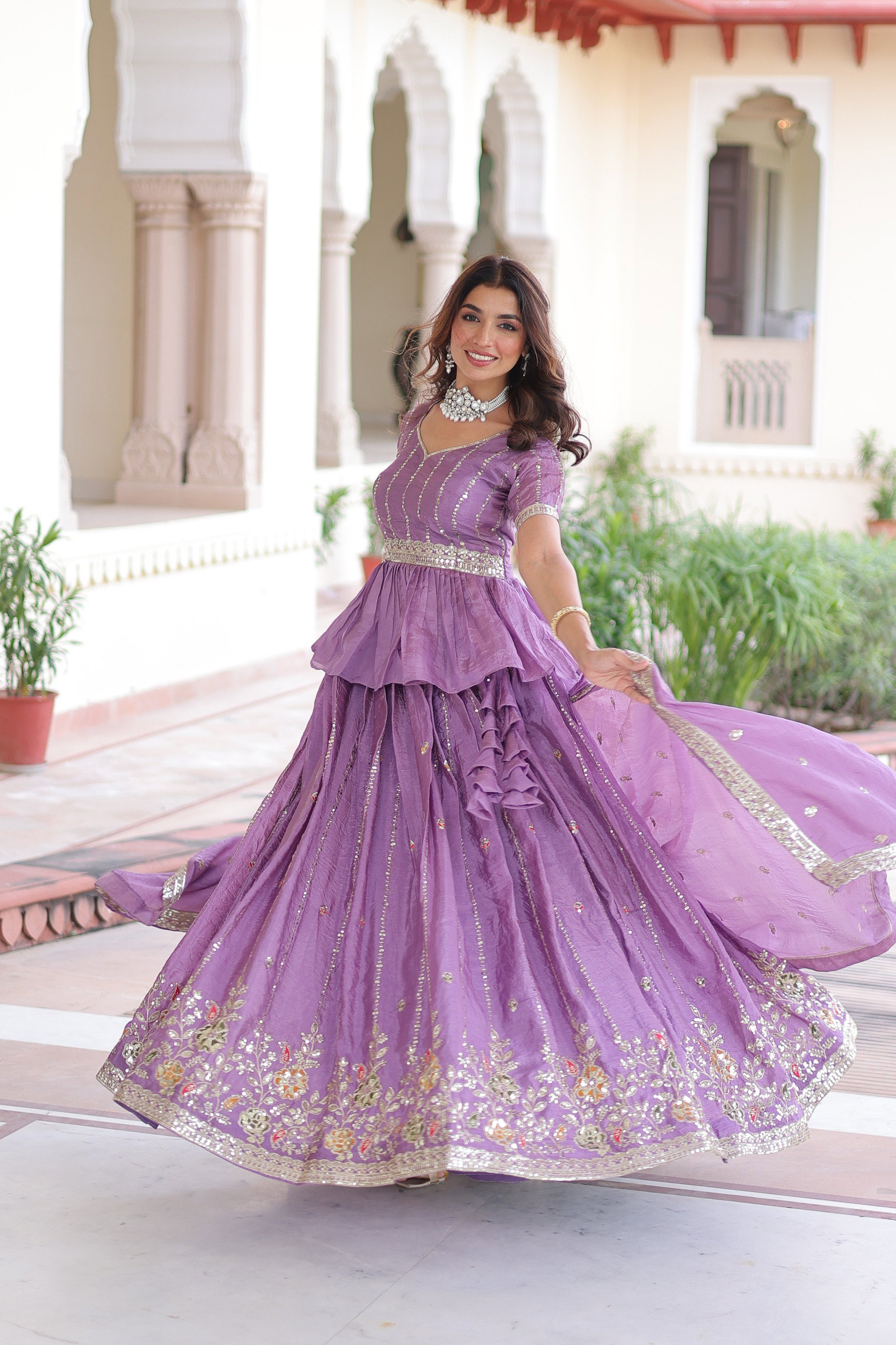 Lekha KA 5057 Gold Crush Thread Embroidery Sequins Lehenga Choli