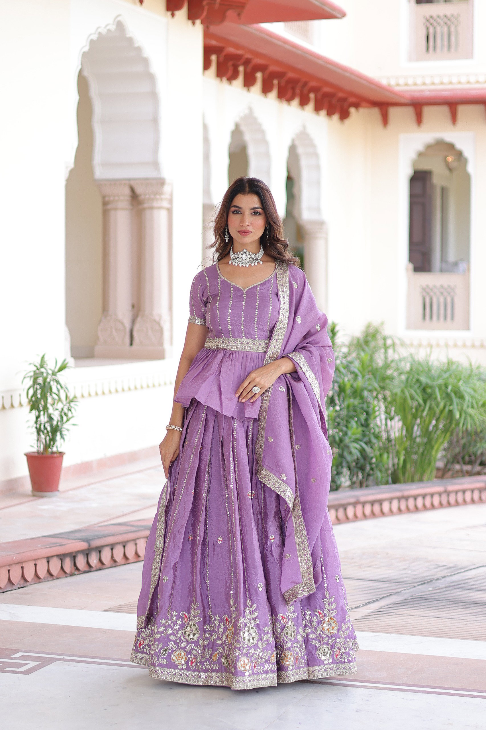 Lekha KA 5057 Gold Crush Thread Embroidery Sequins Lehenga Choli