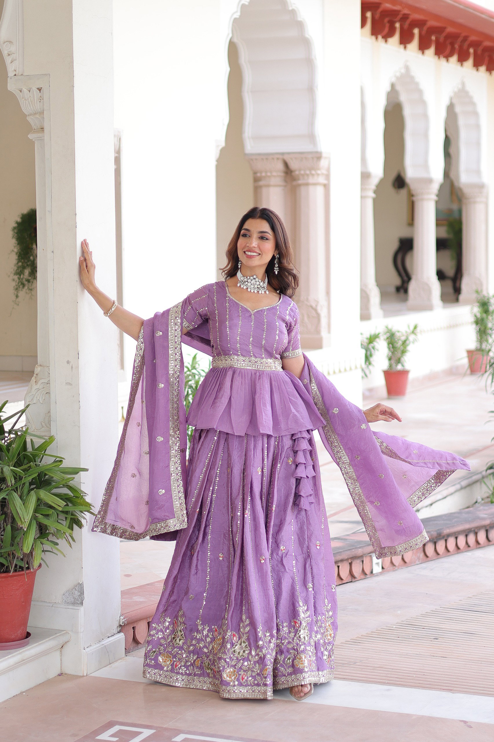 Lekha KA 5057 Gold Crush Thread Embroidery Sequins Lehenga Choli
