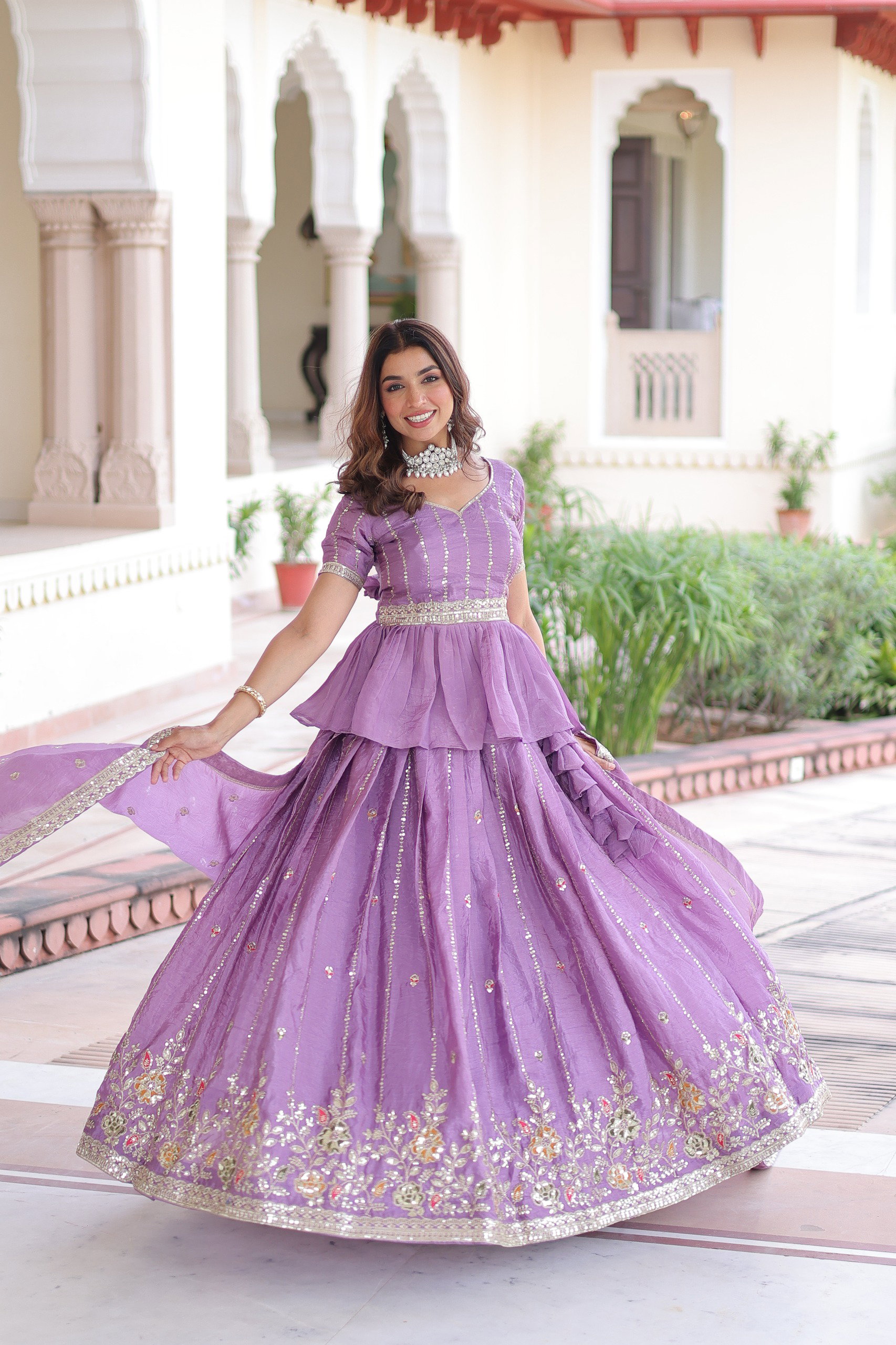 Lekha KA 5057 Gold Crush Thread Embroidery Sequins Lehenga Choli