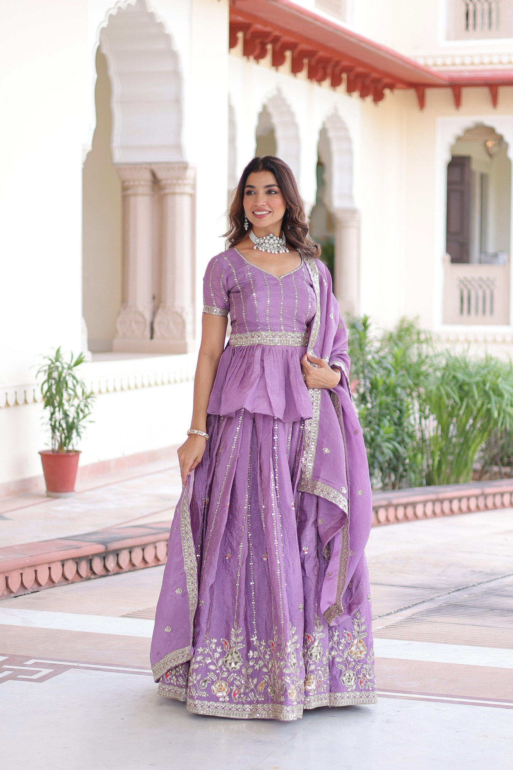 Lekha KA 5057 Gold Crush Thread Embroidery Sequins Lehenga Choli