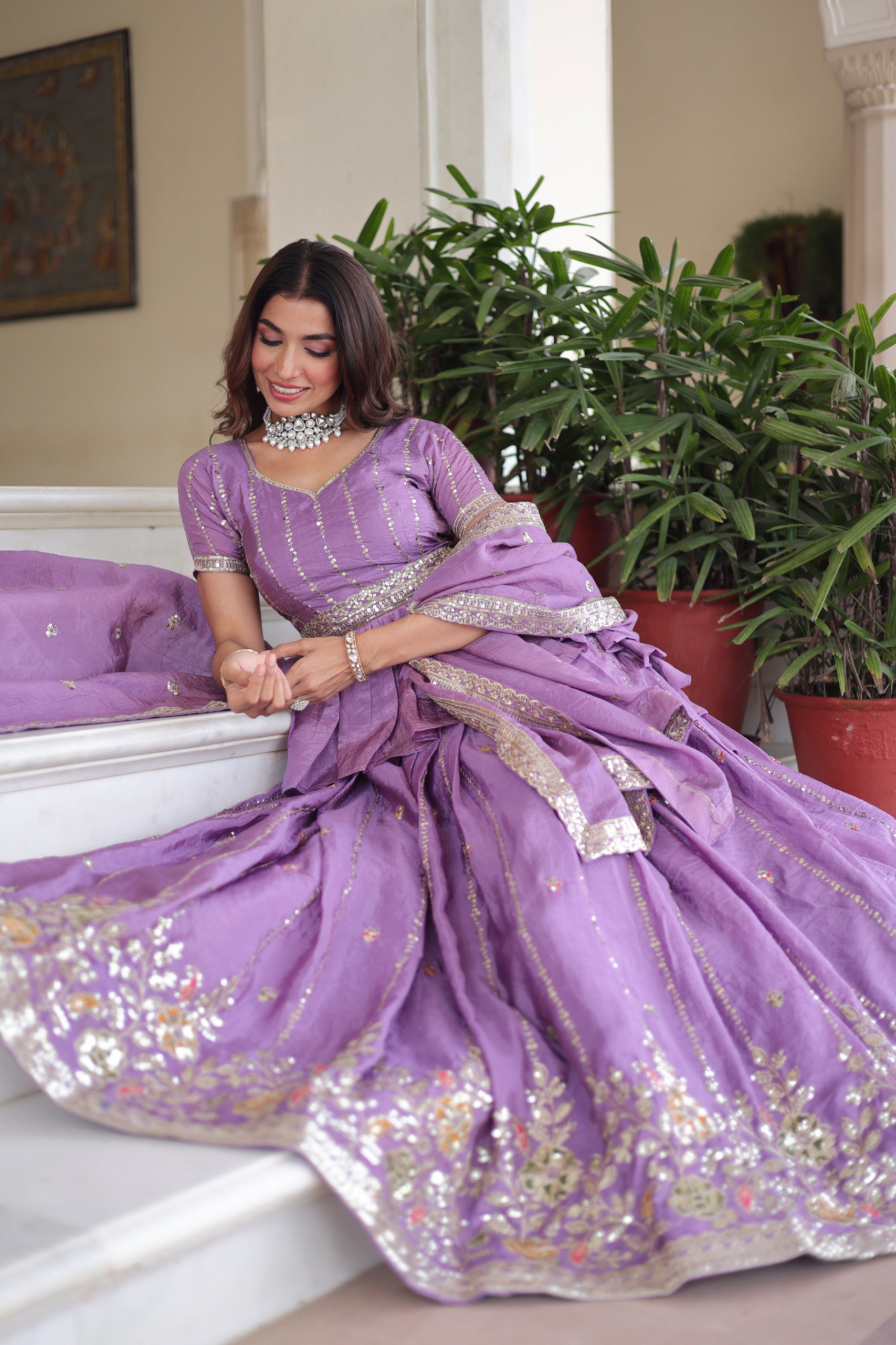 Lekha KA 5057 Gold Crush Thread Embroidery Sequins Lehenga Choli