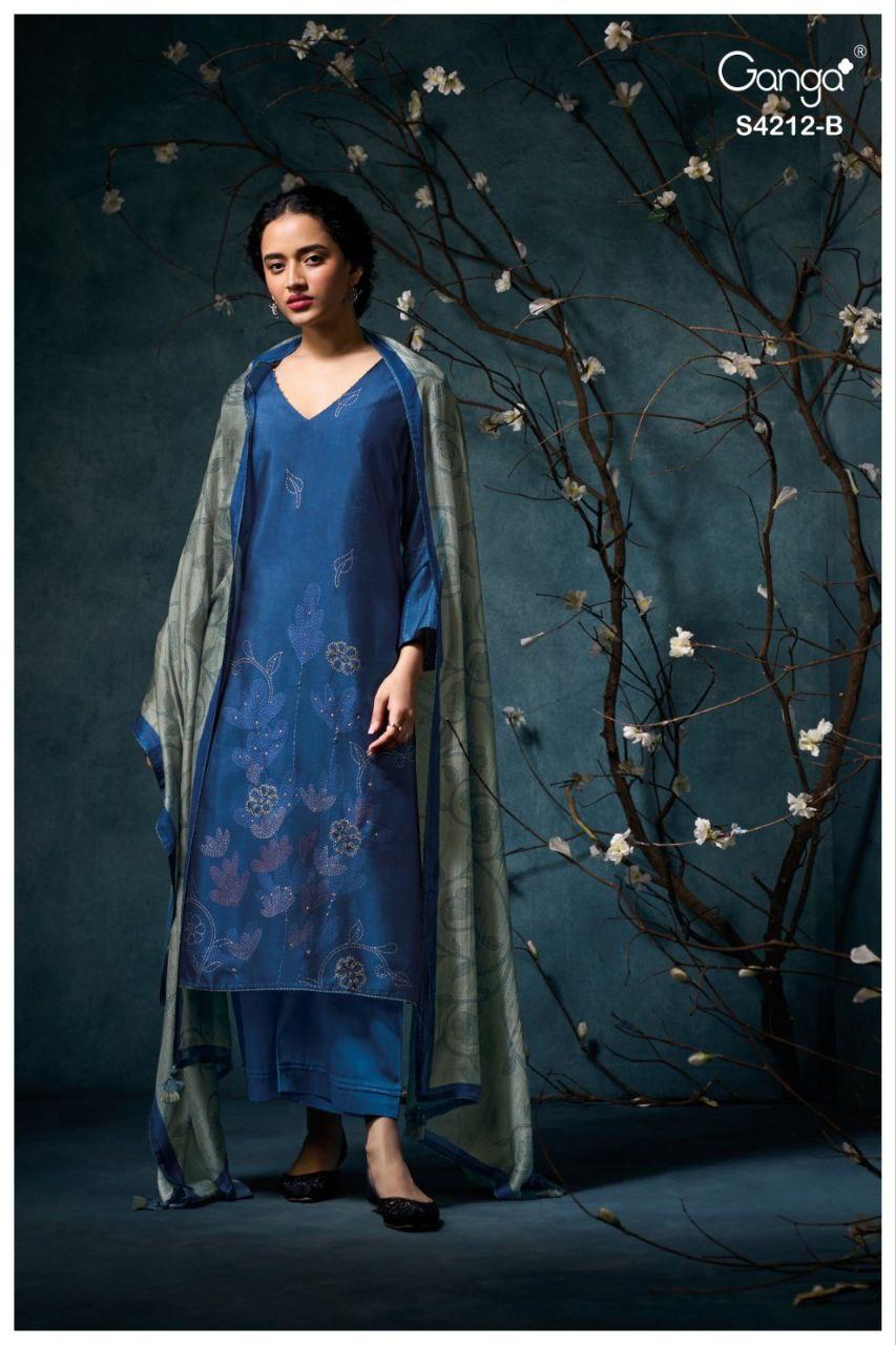 Ganga Nayra 4212 Bemberg Russian Silk Printed Salwar Suit Collection