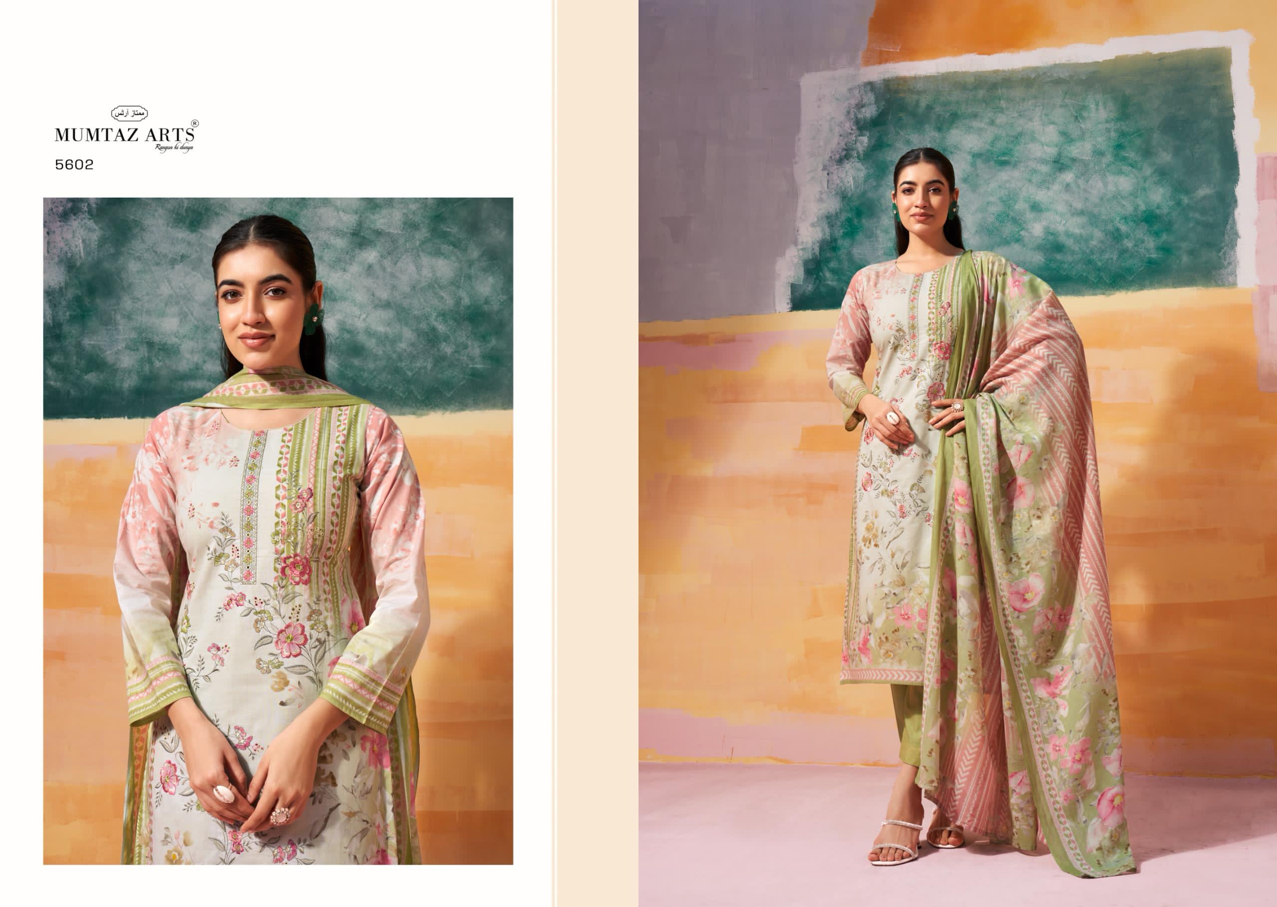 Mumtaz Vintage Pastel Camric Digital Printed Designer Dress Material