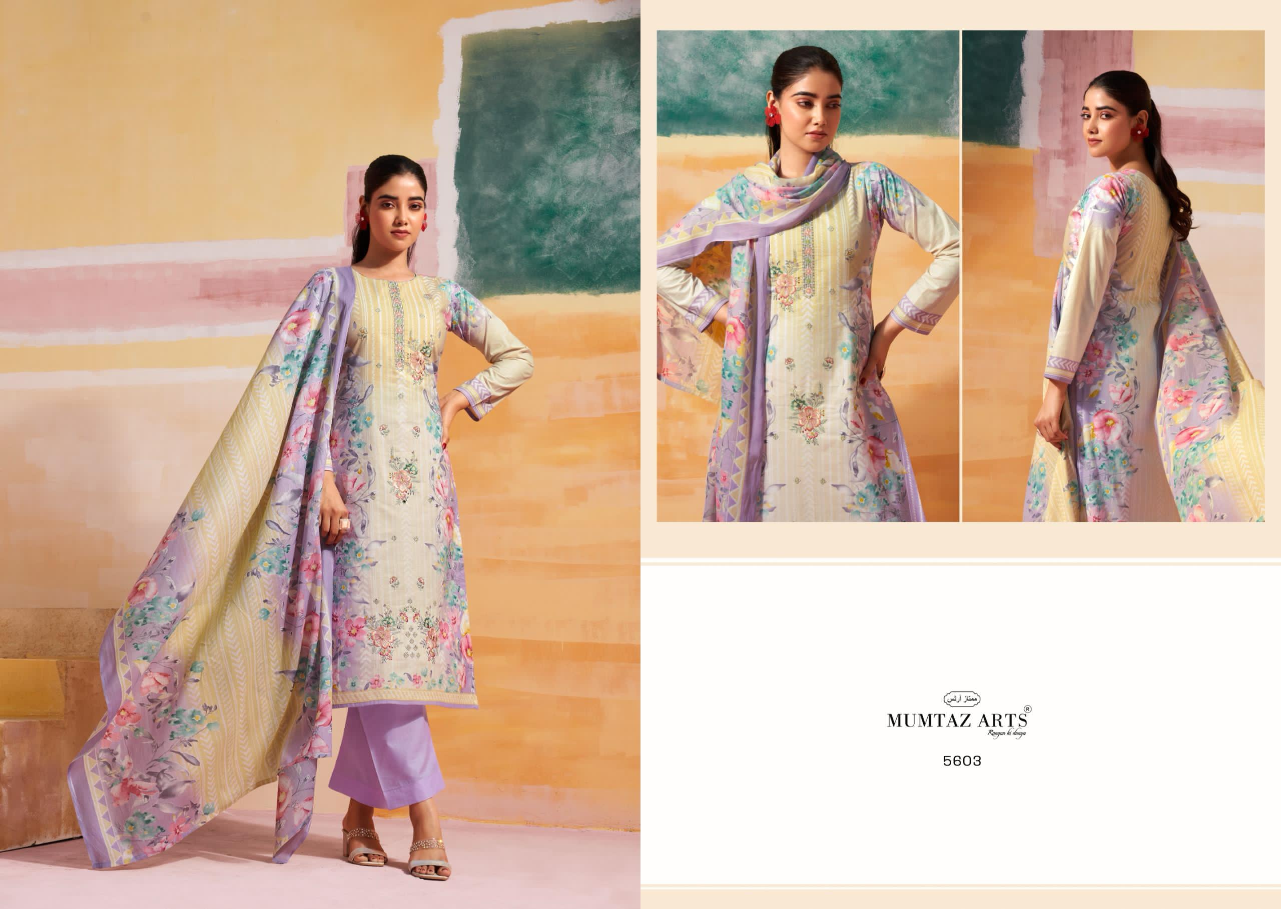 Mumtaz Vintage Pastel Camric Digital Printed Designer Dress Material