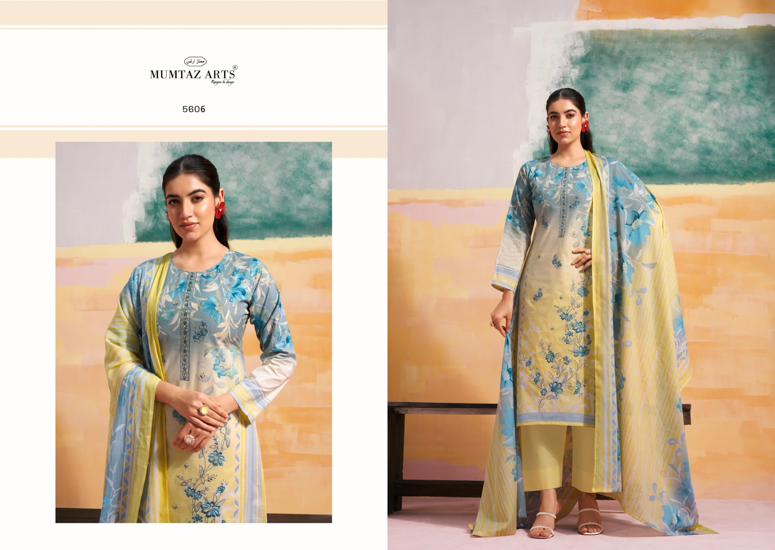 Mumtaz Vintage Pastel Camric Digital Printed Designer Dress Material