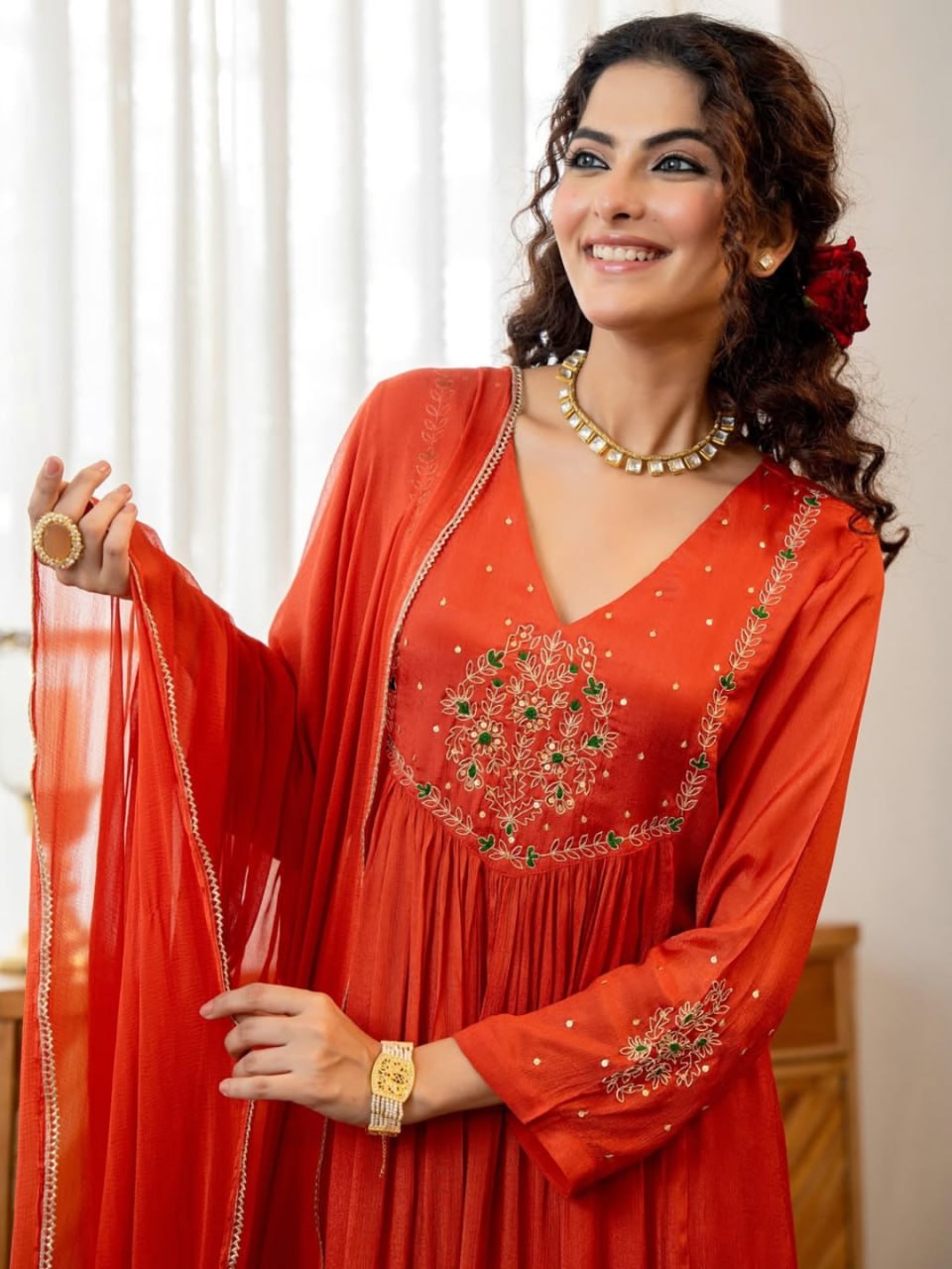 Lekha KF 17 Vichitra Embroidery Kurti Bottom With Dupatta