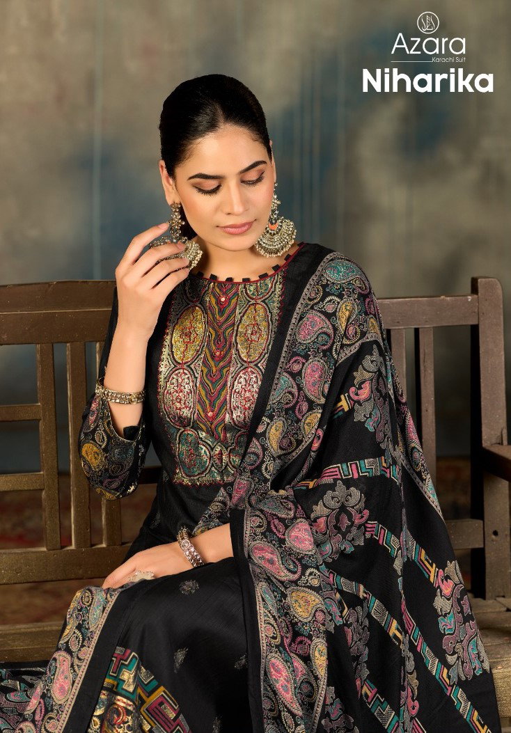 Radhika Azara Niharika Vertican Foil Printed Dress Material Collection