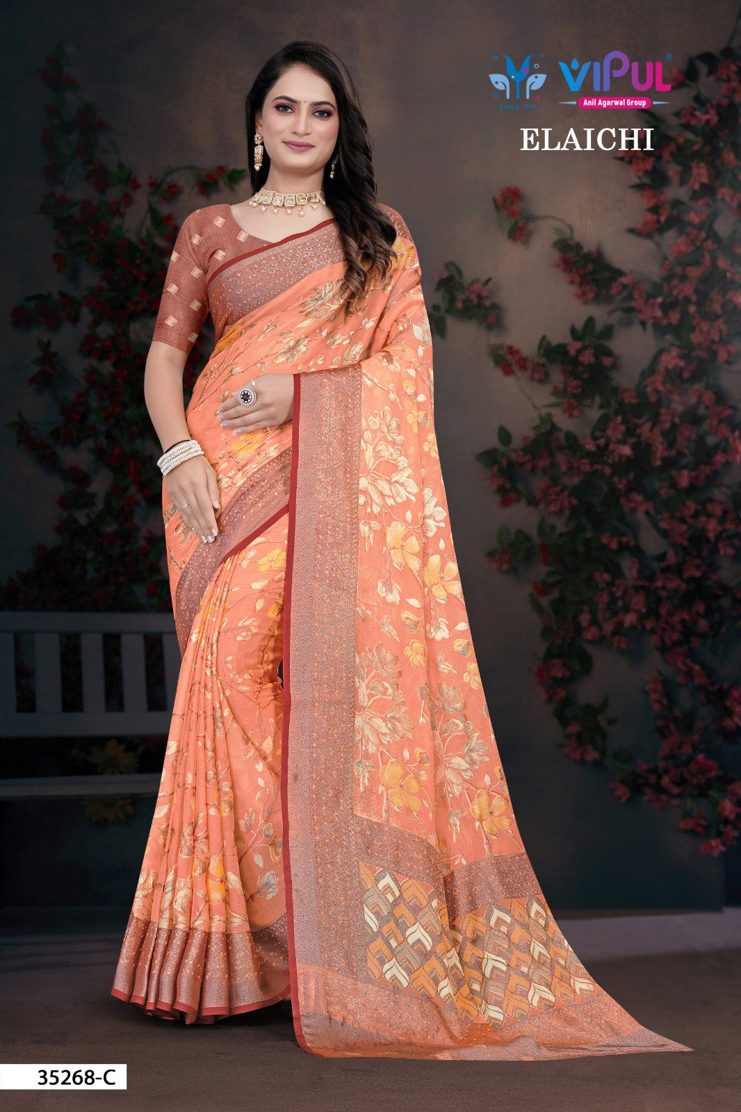 Vipul Elaichi 35268 A To D Brasso Casual Wear Saree Collection