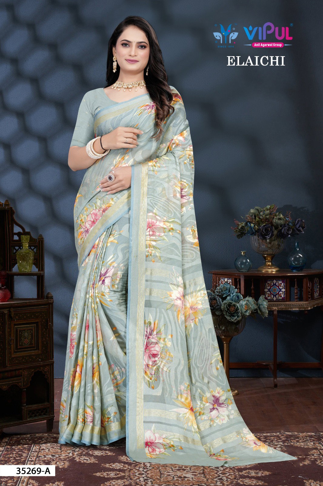 Vipul Elaichi 35269 A To D Casual Wear Brasso Saree Collection