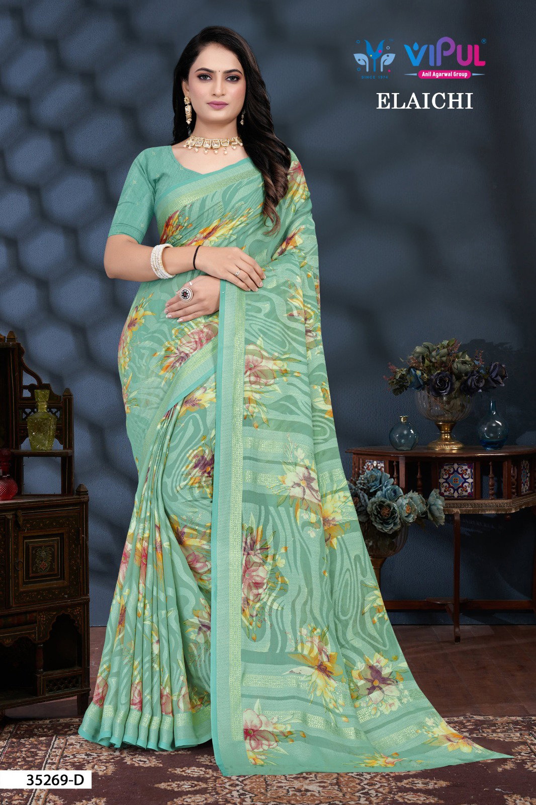 Vipul Elaichi 35269 A To D Casual Wear Brasso Saree Collection