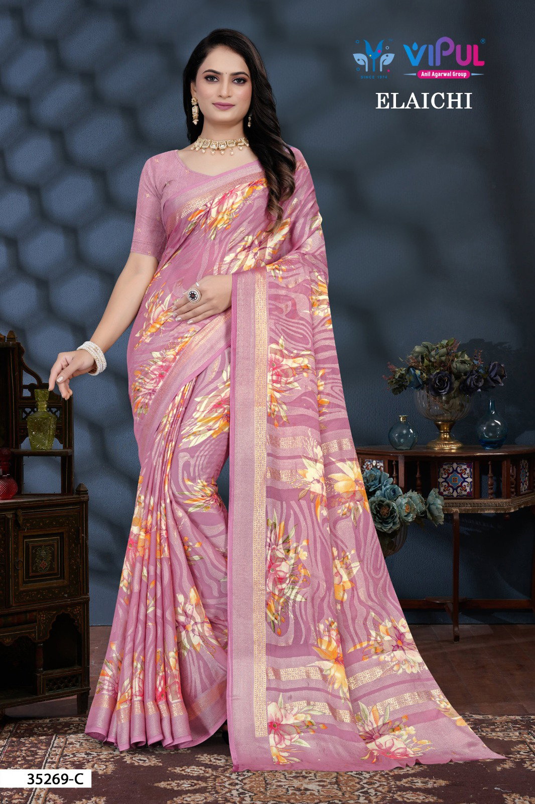 Vipul Elaichi 35269 A To D Casual Wear Brasso Saree Collection