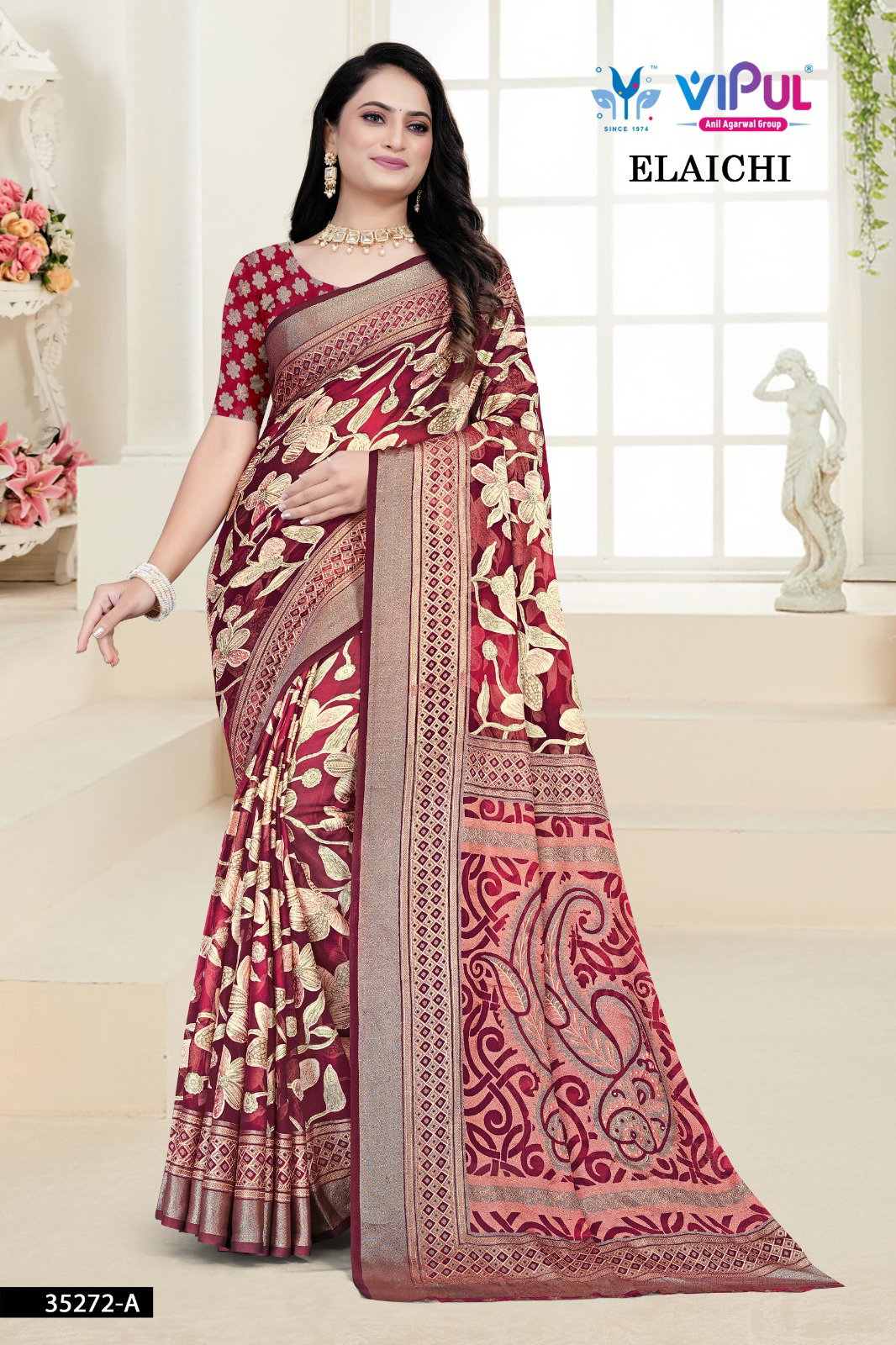 Vipul Elaichi 35272 A To D Brasso Fetsive Wear Saree Collection