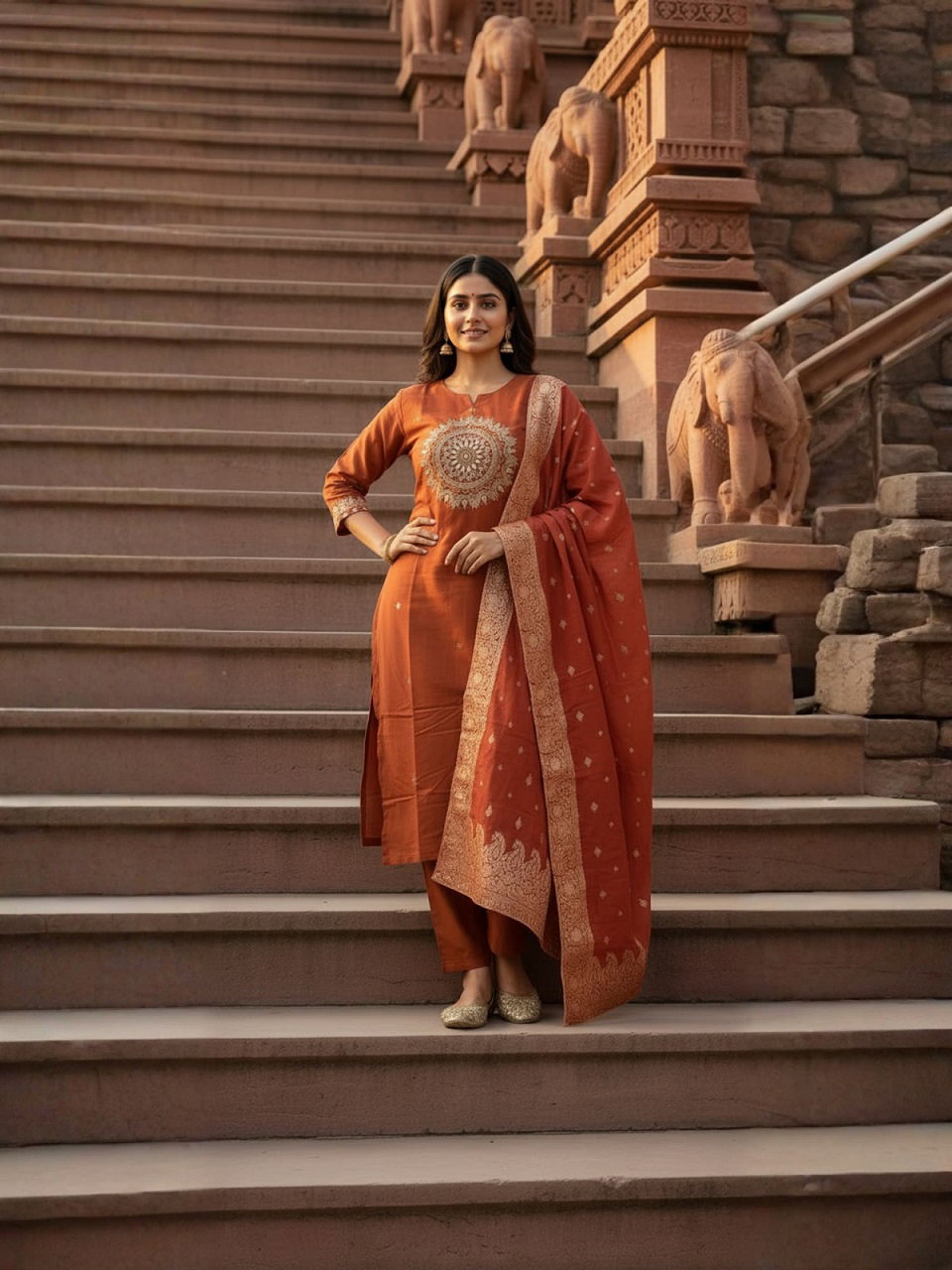 Navya Kurti 182 Party Wear Embroidery Worked Silk Blend Kurti with Pant and Dupatta Set 