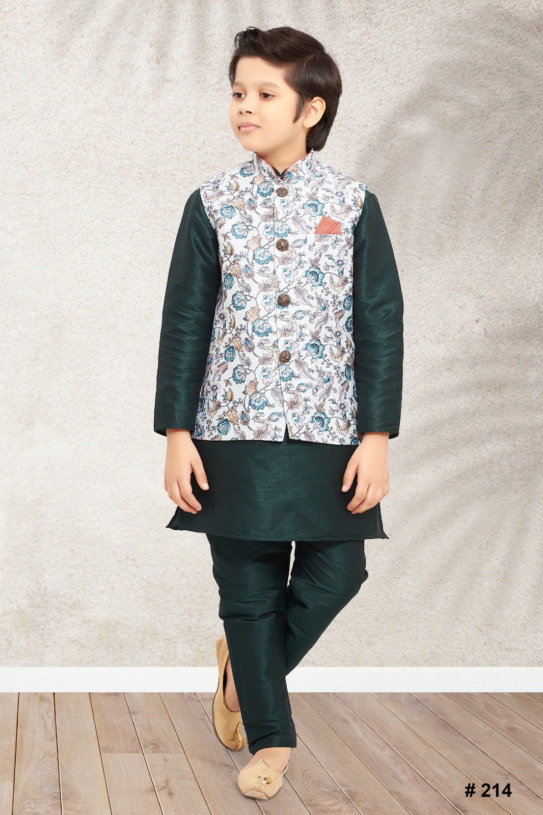 Sumi 201 to 208 Art Banarasi Silk Traditional Wear Printed Kids Kurta Pajama With Jacket Collection 
