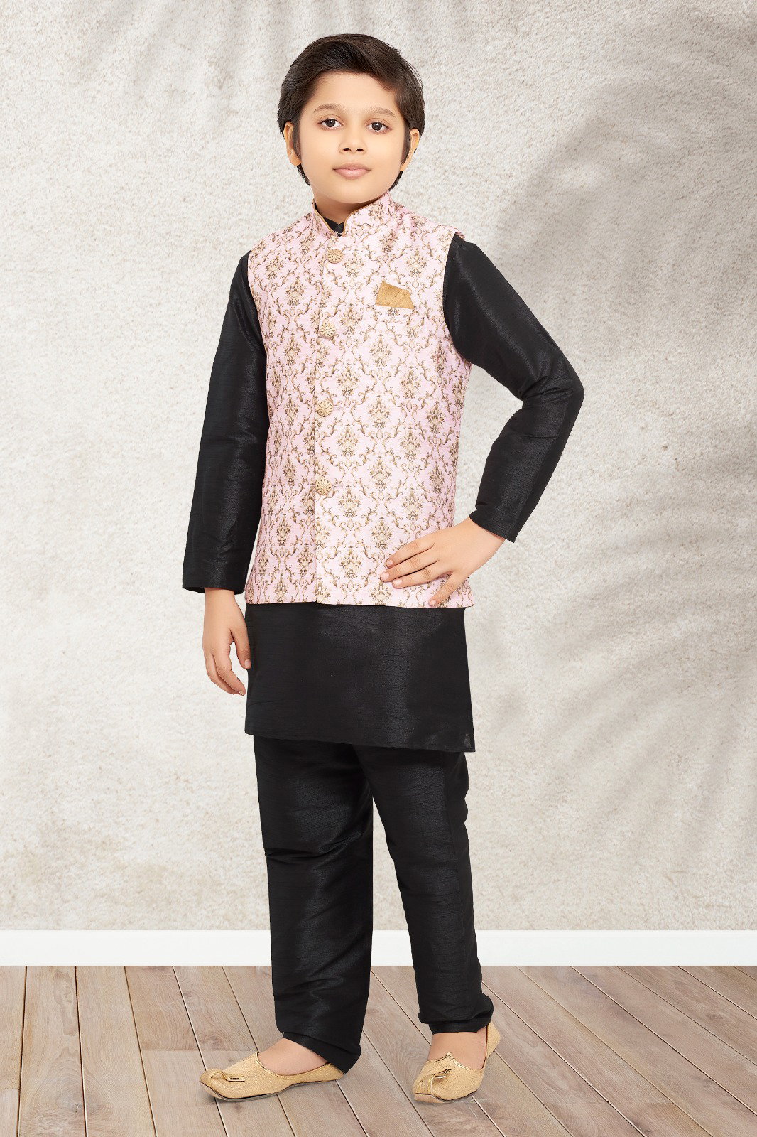 Sumi 201 to 208 Art Banarasi Silk Traditional Wear Printed Kids Kurta Pajama With Jacket Collection 