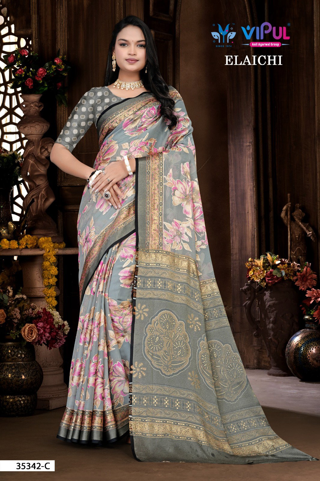 Vipul Elaichi 35342 A To D Festive Wear Brasso Stylish Saree Collection