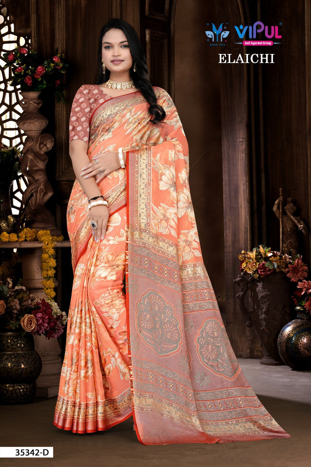 Vipul Elaichi 35342 A To D Festive Wear Brasso Stylish Saree Collection