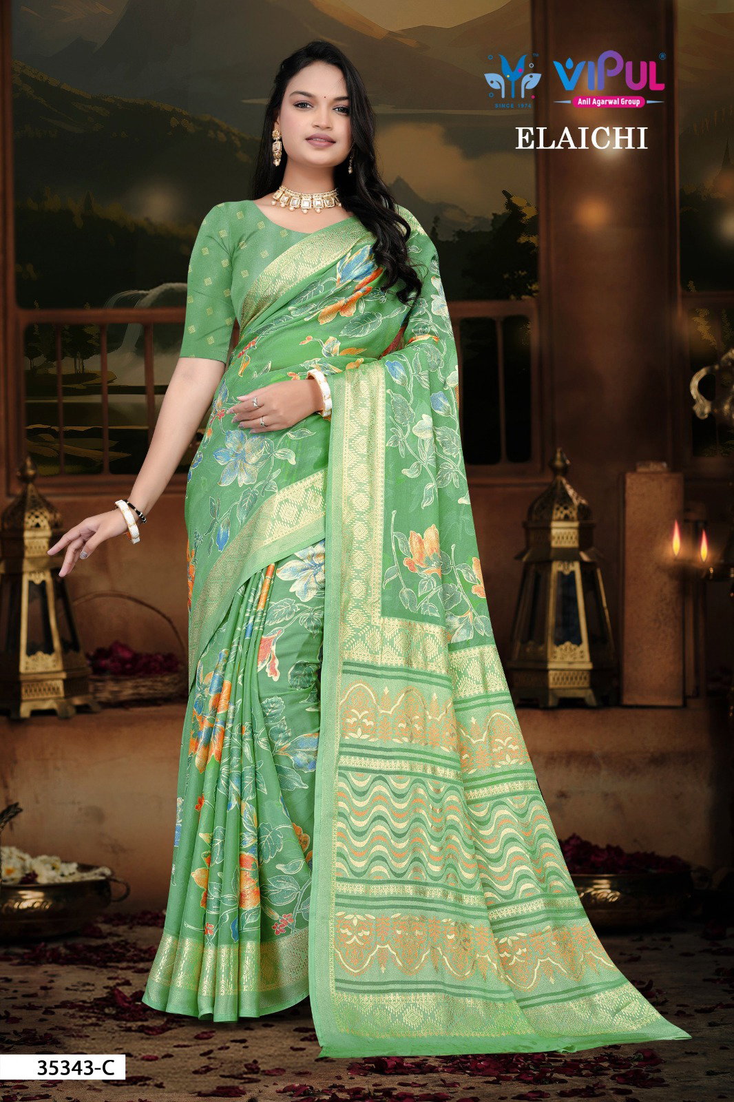 Vipul Elaichi 35343 A To D Festive Wear Brasso Stylish Saree Collection