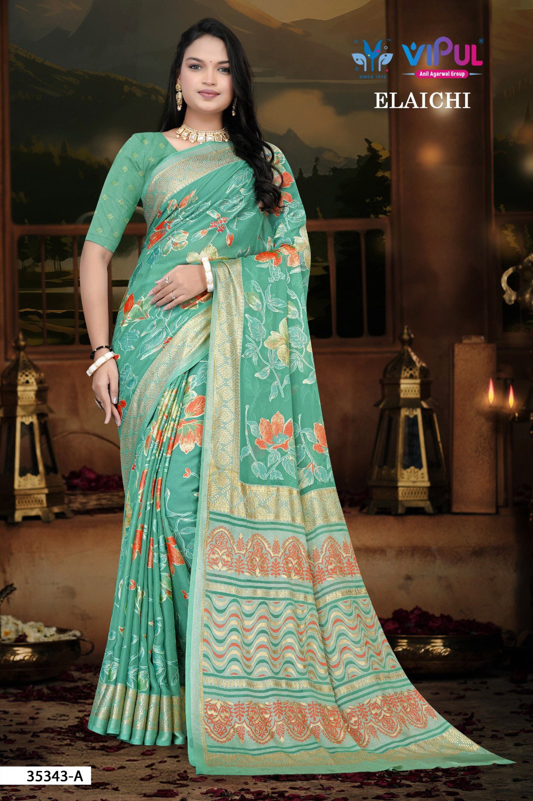Vipul Elaichi 35343 A To D Festive Wear Brasso Stylish Saree Collection